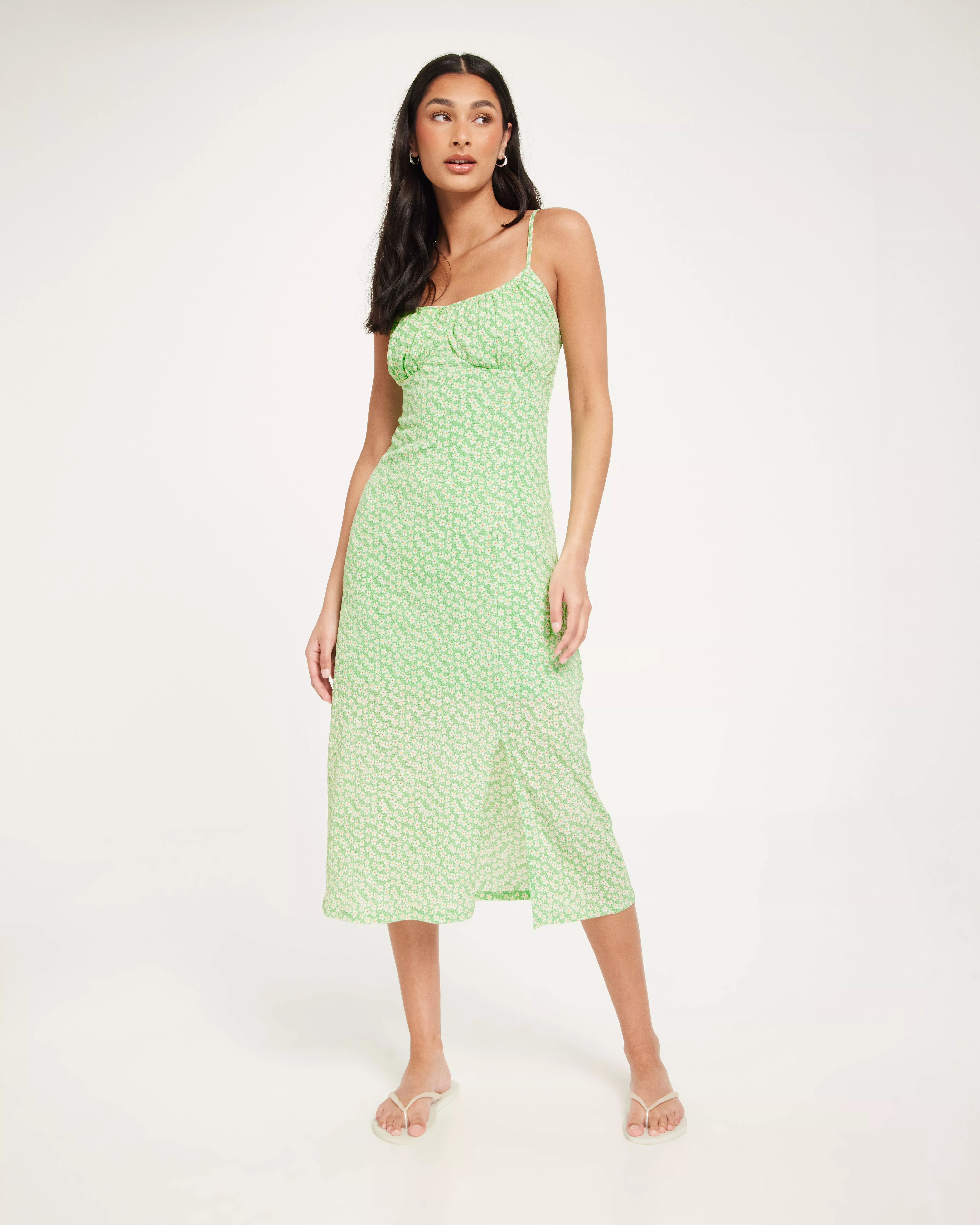 Buy Only ONLPELLA Bloom - White SLIT S/L LONG CS JRS DRESS Summer Green