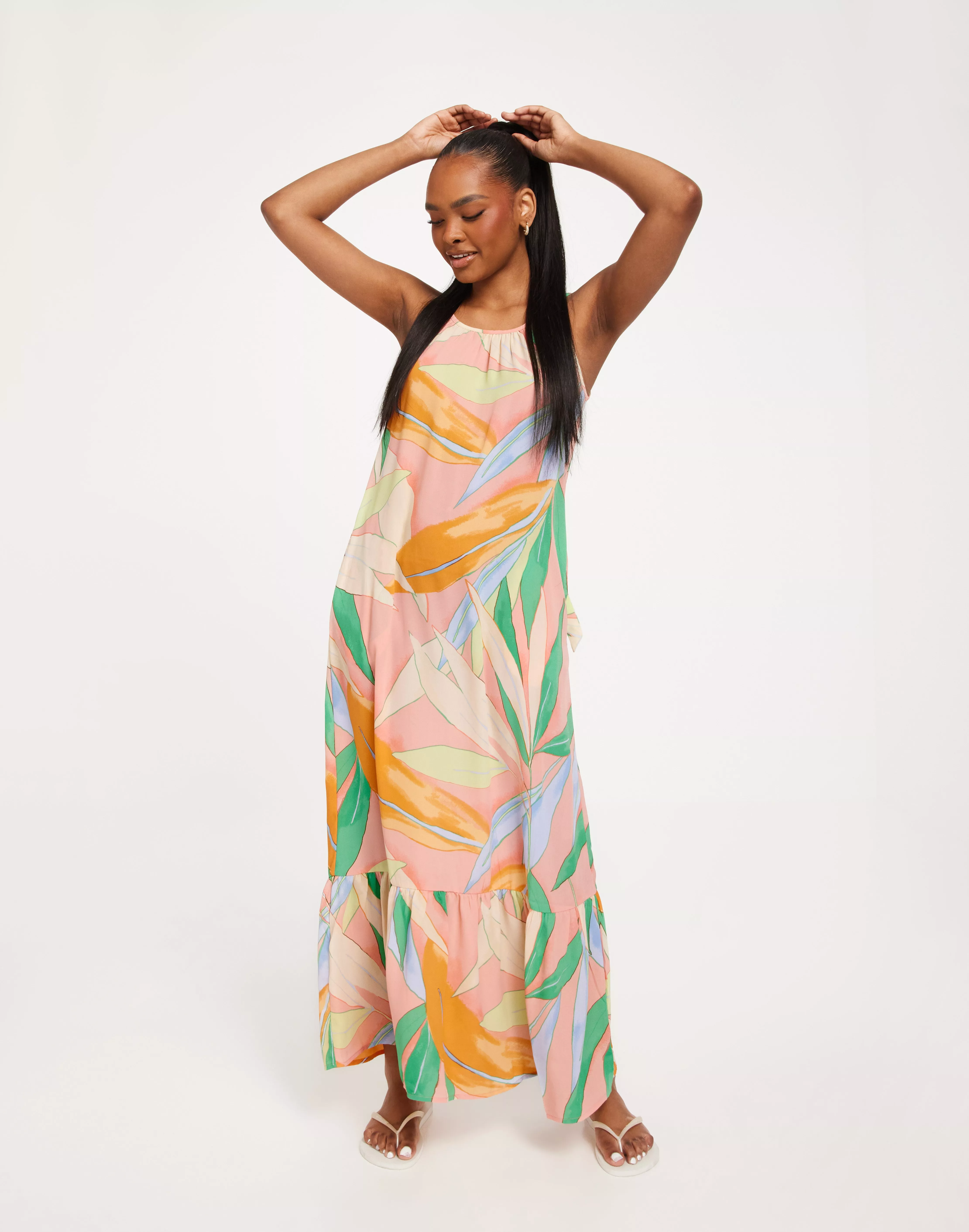 Buy Only ONLALMA LIFE POLY NOEMI LONG DRESS - Coral Cloud 417 Upscale Surf