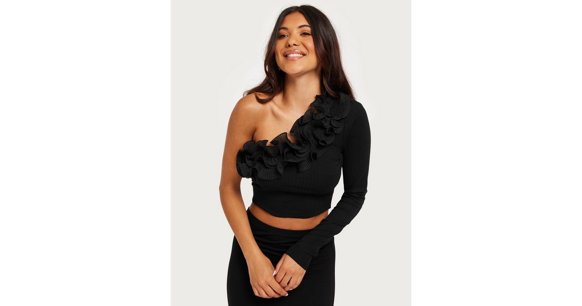 Buy Only ONLNULAN LIFE ONE SHOULDER FRILL TO - Black | Nelly.com