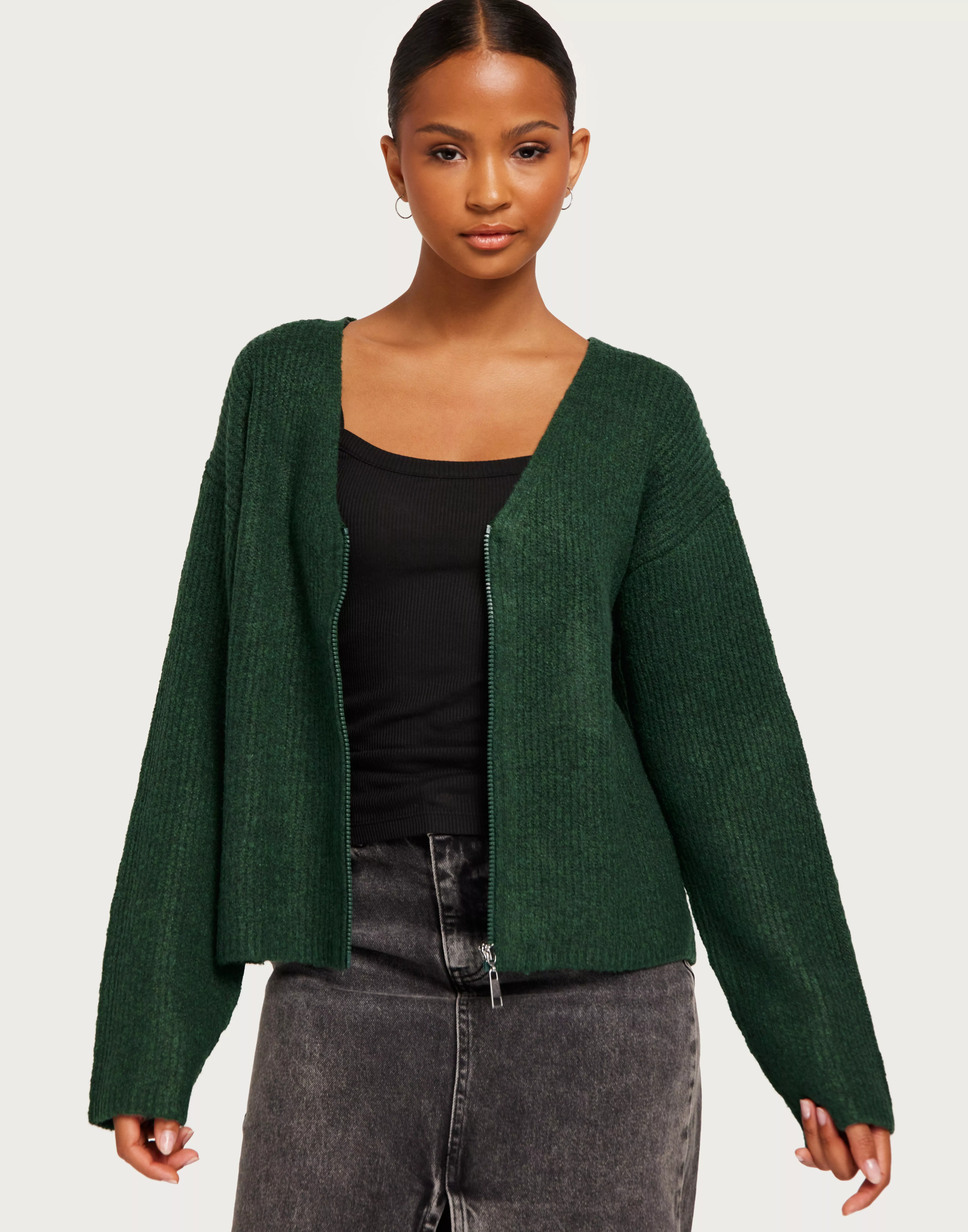 Dark green hotsell cropped cardigan