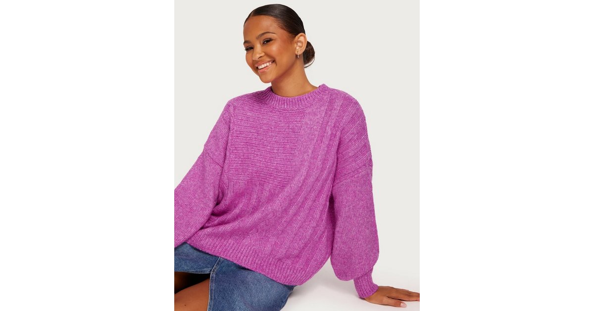 Buy Pieces PCJAYLEE LS MOCK NECK KNIT BC - Radiant Orchid | Nelly.com