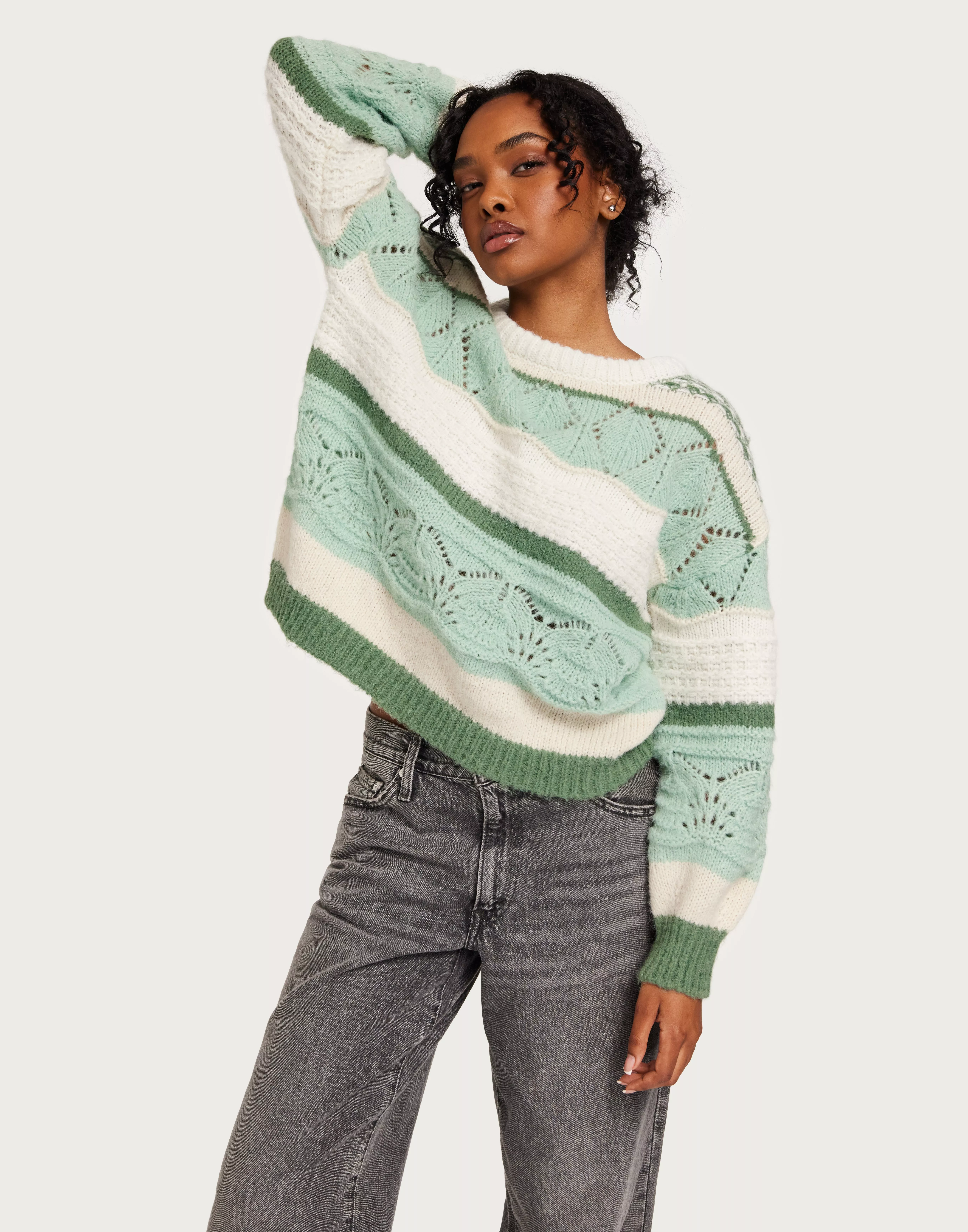 Buy Only ONLADINA LIFE L/S PULLOVER KNT NOOS - Silt Green Cloud Dancer/Sea  Spray/Bich