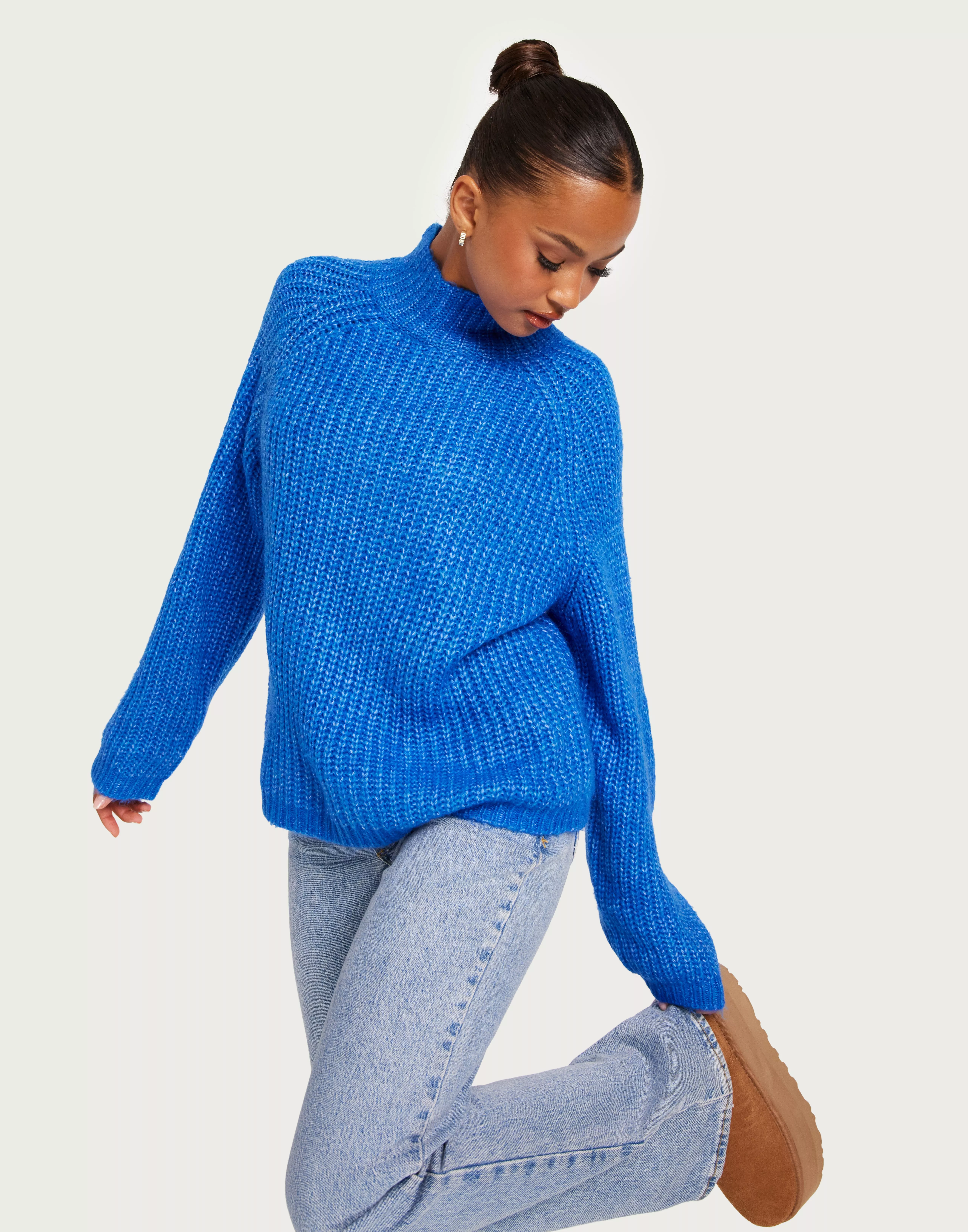 Köp Pieces PCNELL LS HIGH NECK KNIT NOOS - French Blue
