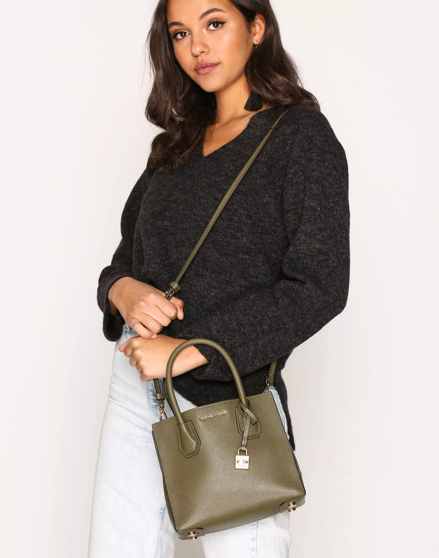 Buy Michael Kors Mercer Md Messenger Olive Nelly