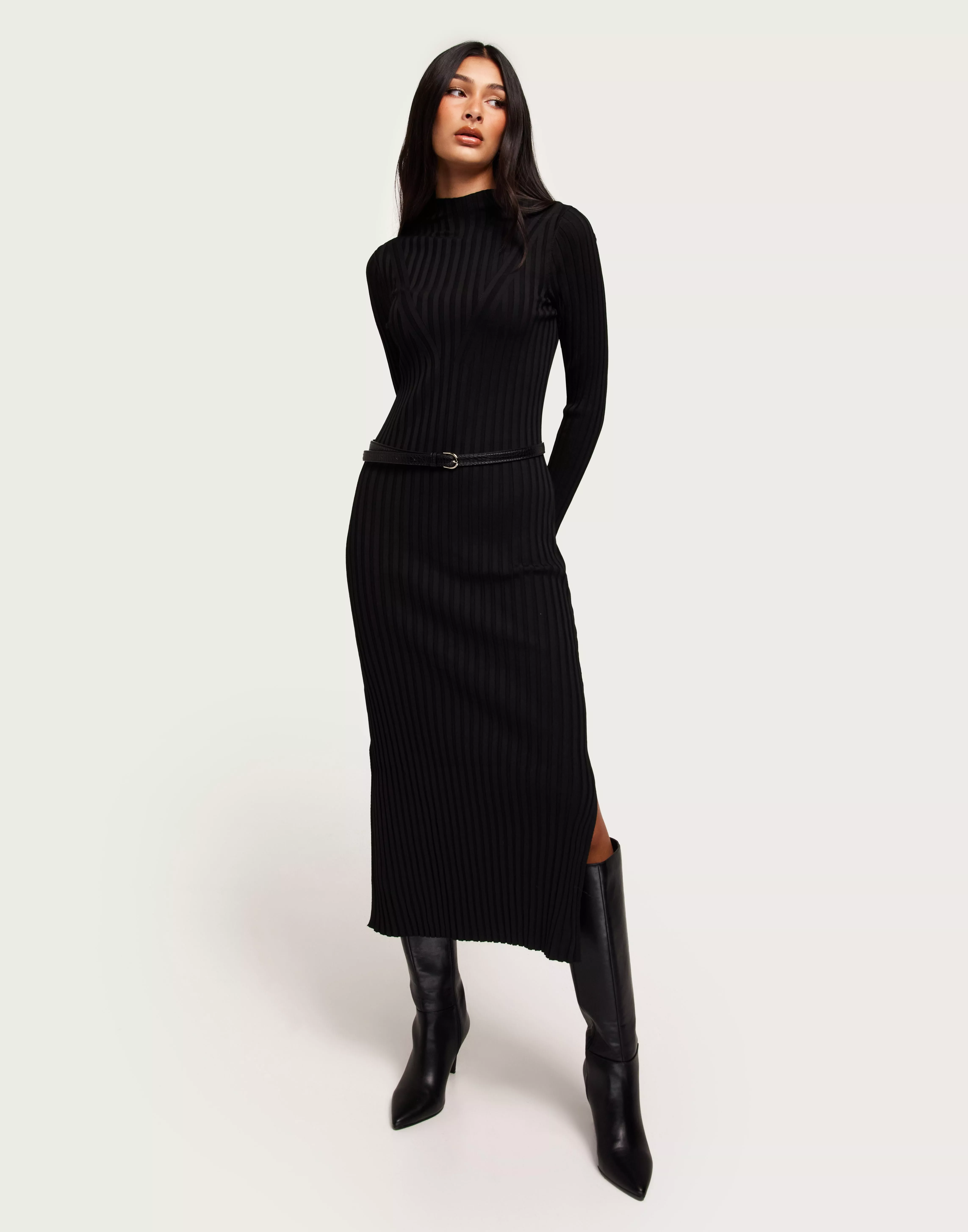 Buy Only ONLTRIER DRESS - MAXI HIGHNECK LS Black KNT