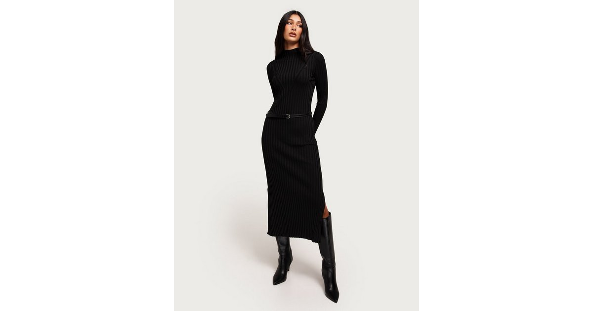 HIGHNECK ONLTRIER - Black LS KNT MAXI DRESS Buy Only