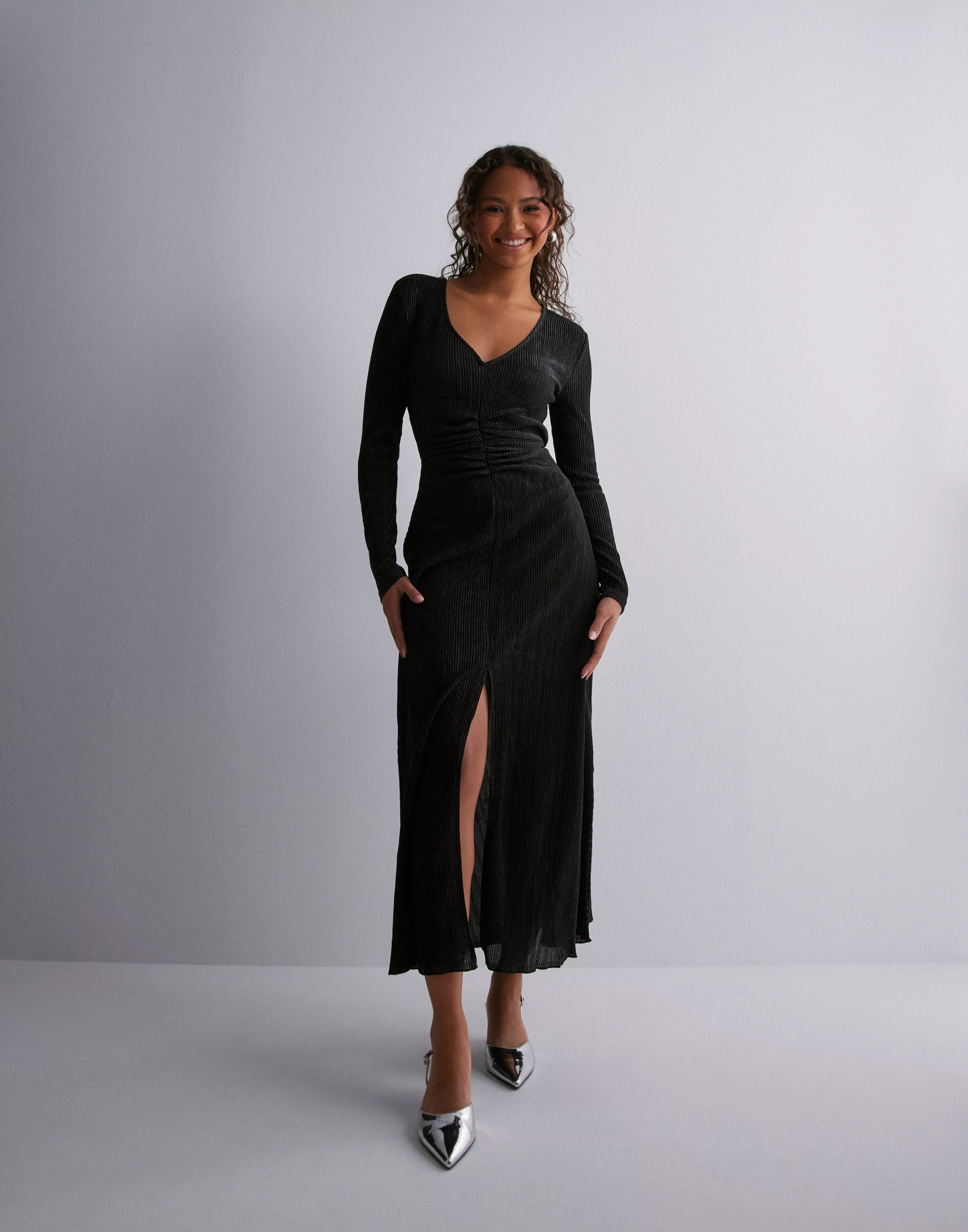 Black shine outlet dress