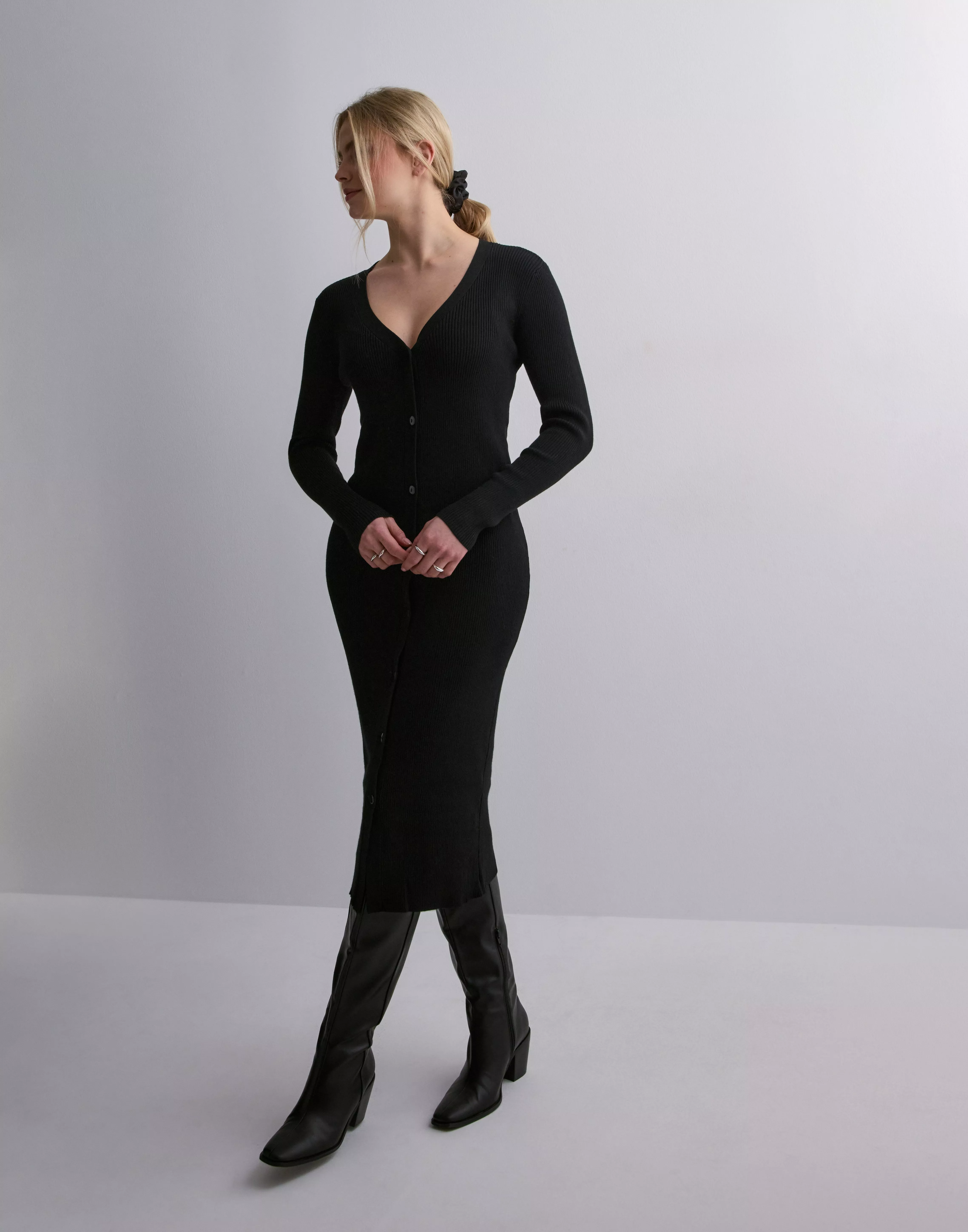 V-NECK CALF VMA Moda VMISOLDA Vero Black LS Buy - DRESS
