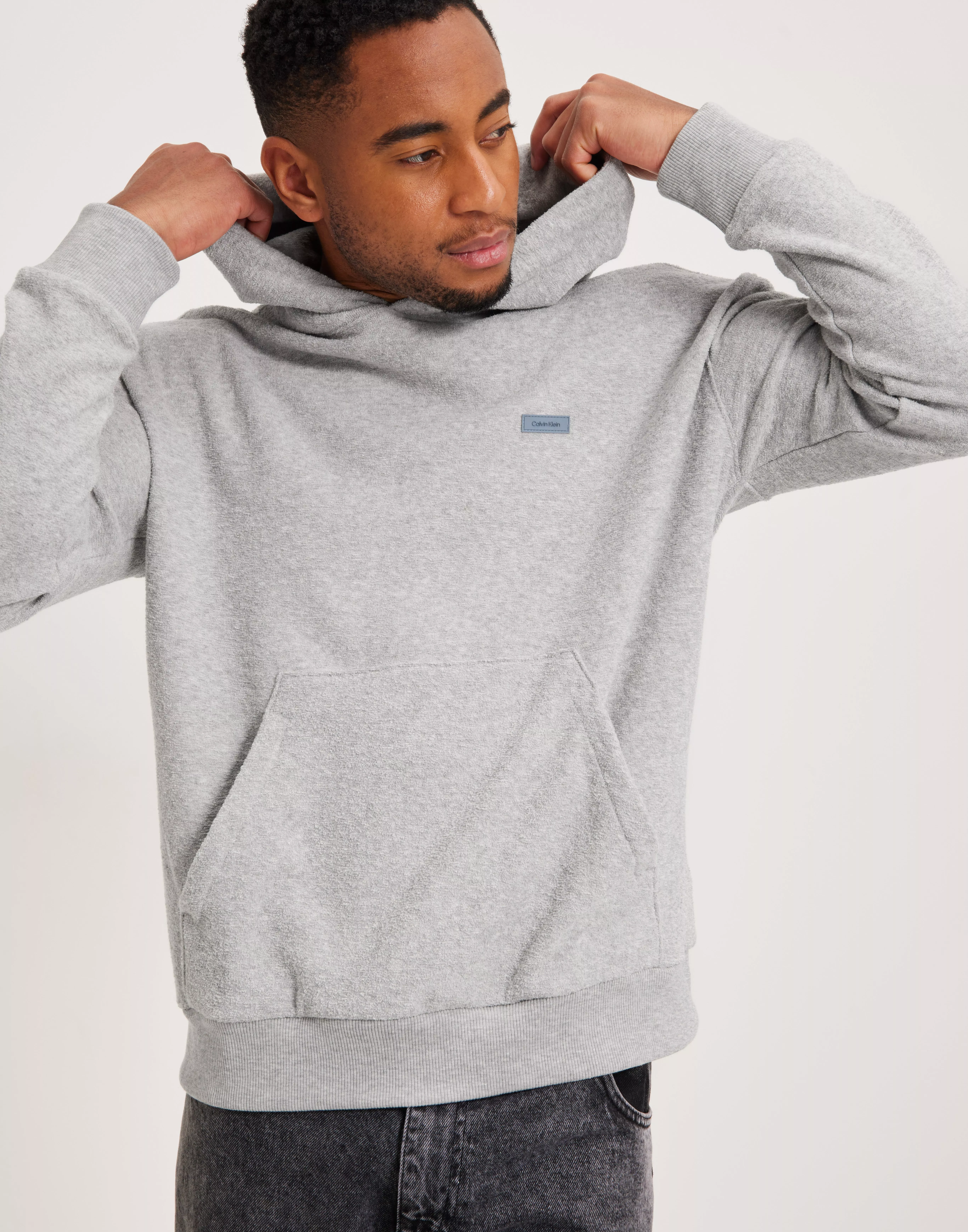 Grey calvin deals klein hoodie mens