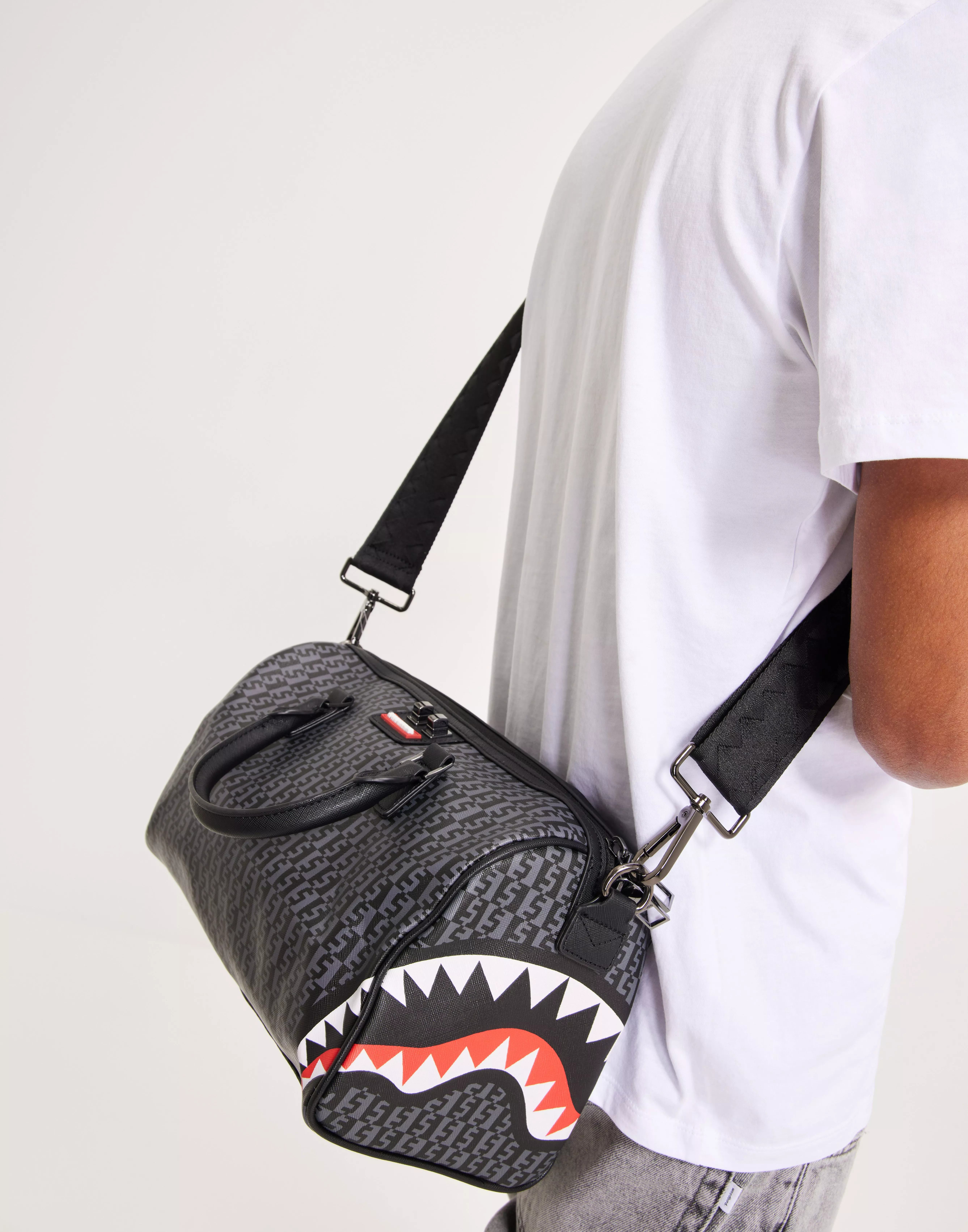 Sprayground Shark Shape Check Duffle Bag