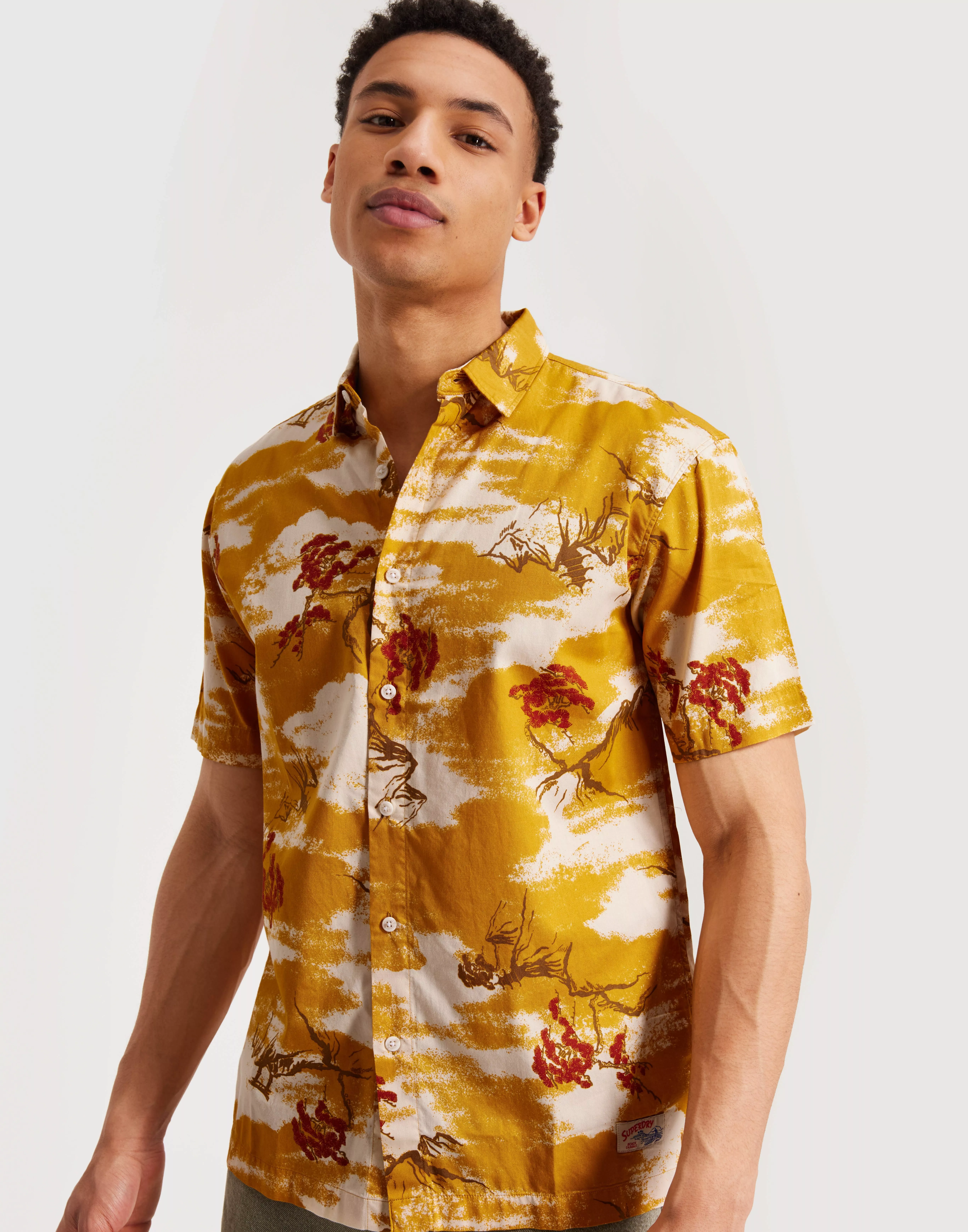 mustard yellow dress shirt short sleeve