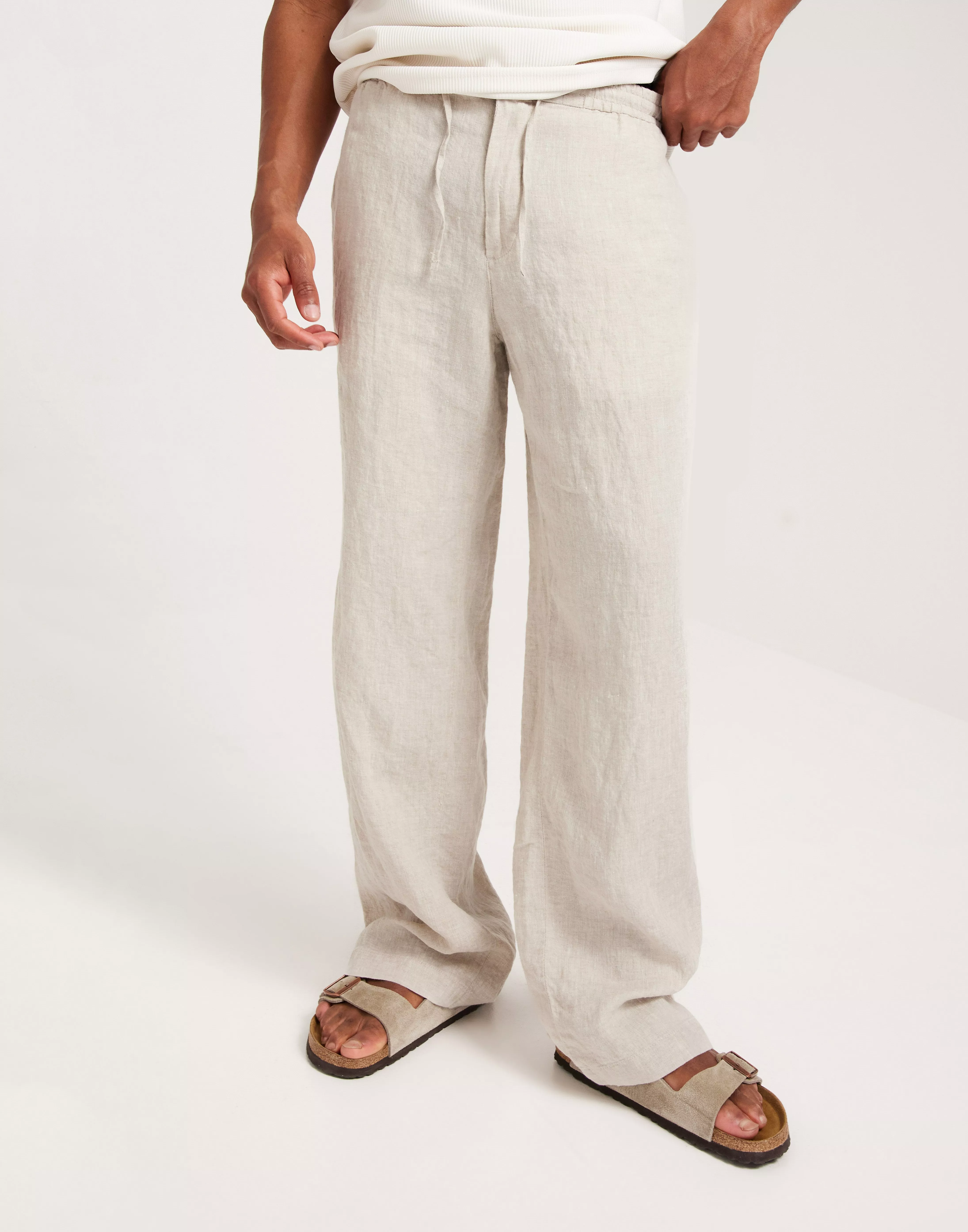 Noah Wide Linen Pants / Cloud White