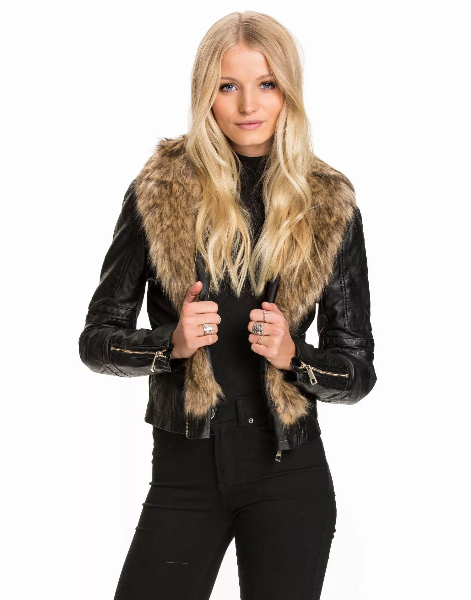 River island leather jacket cheap with fur