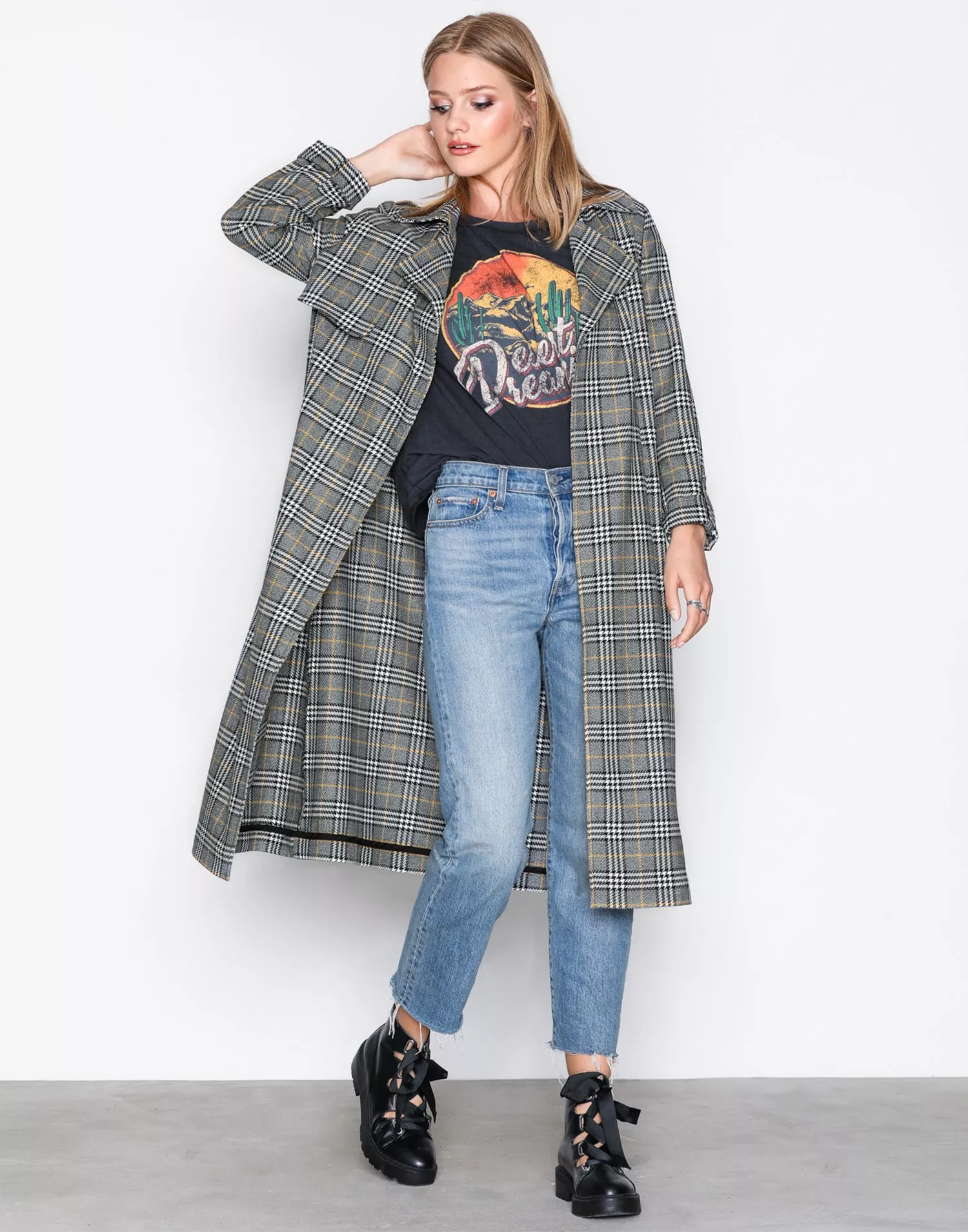 River island checked on sale coat