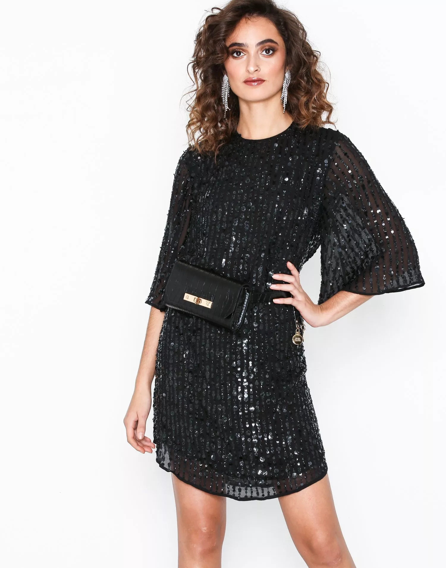 Black sequin store dress river island