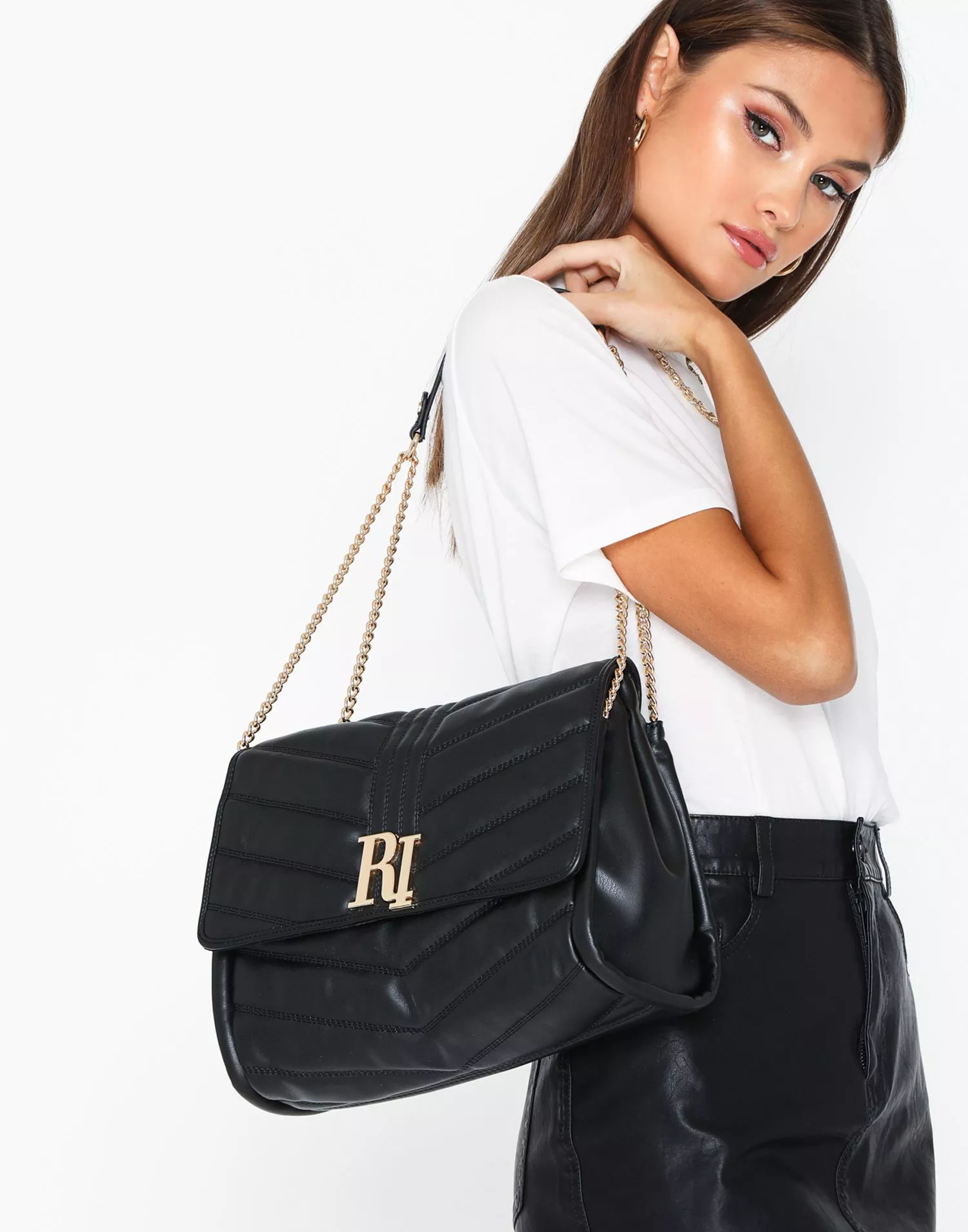 River Island QUILTED SHOULDER BAG - Handbag - black 