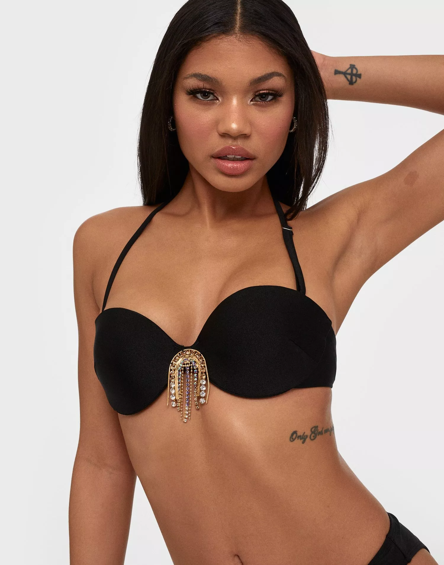 Buy River Island Balconette Embellished Bikini Black