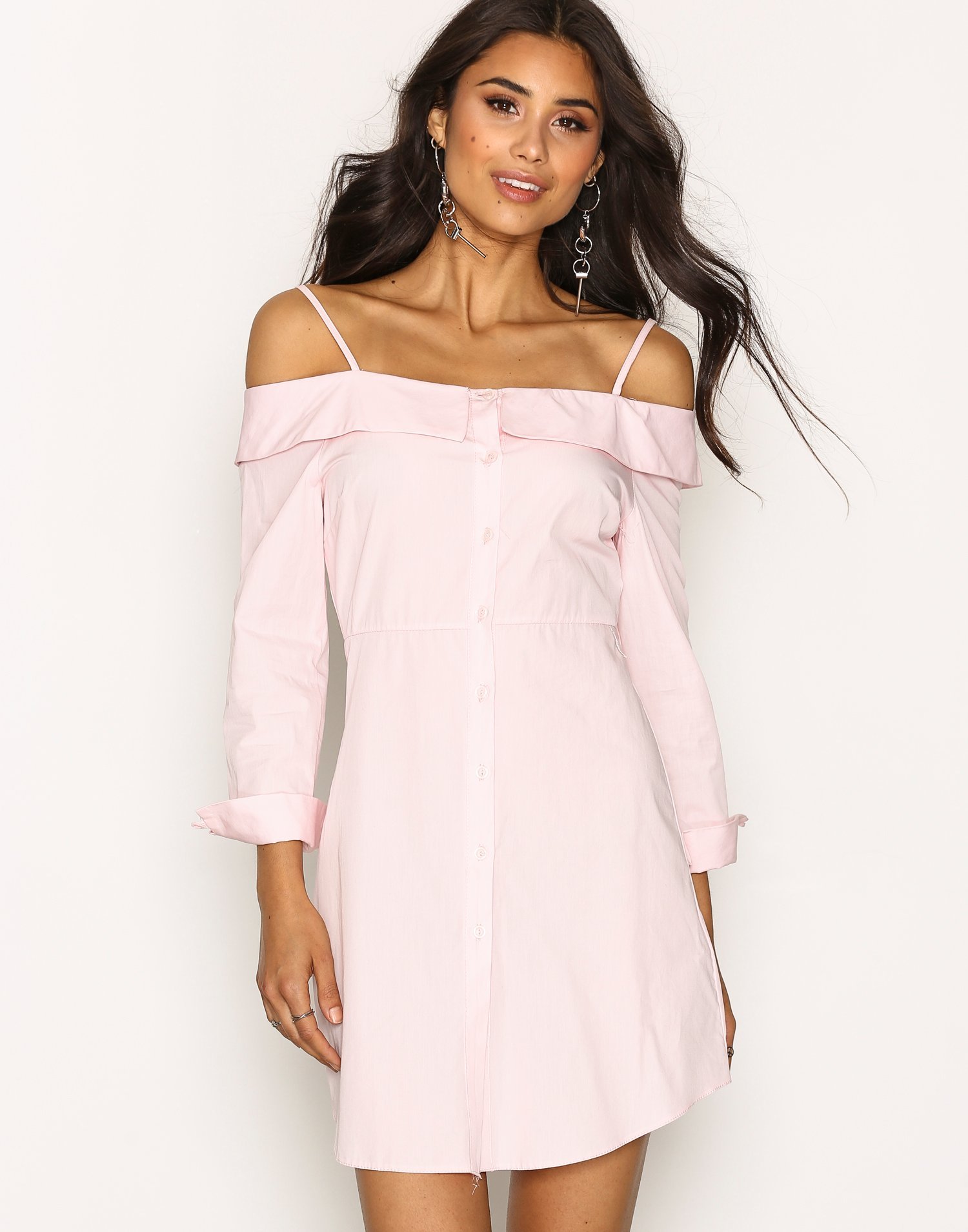 Plain Could Shoulder Shirt Dress