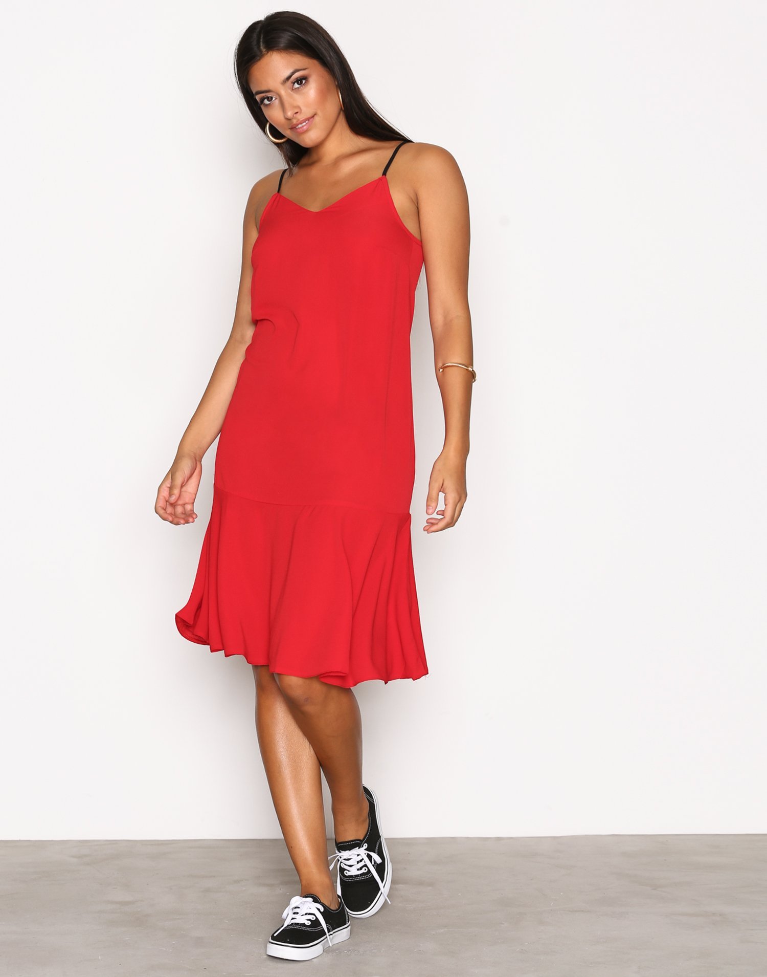 Peplum Hem Midi Slip Dress