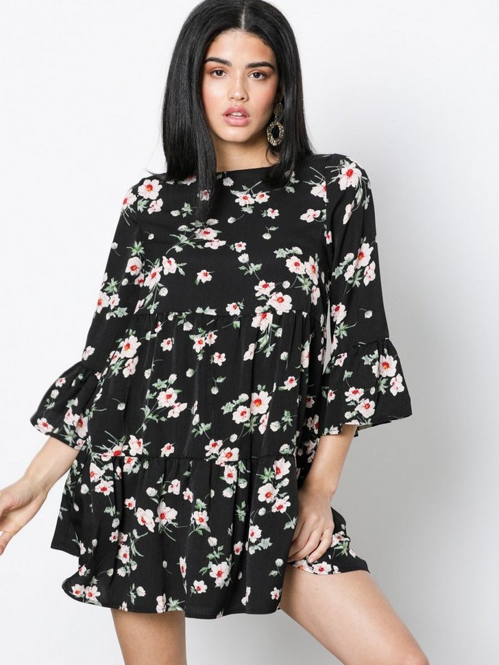 Bell Sleeve Tiered Smock Dress