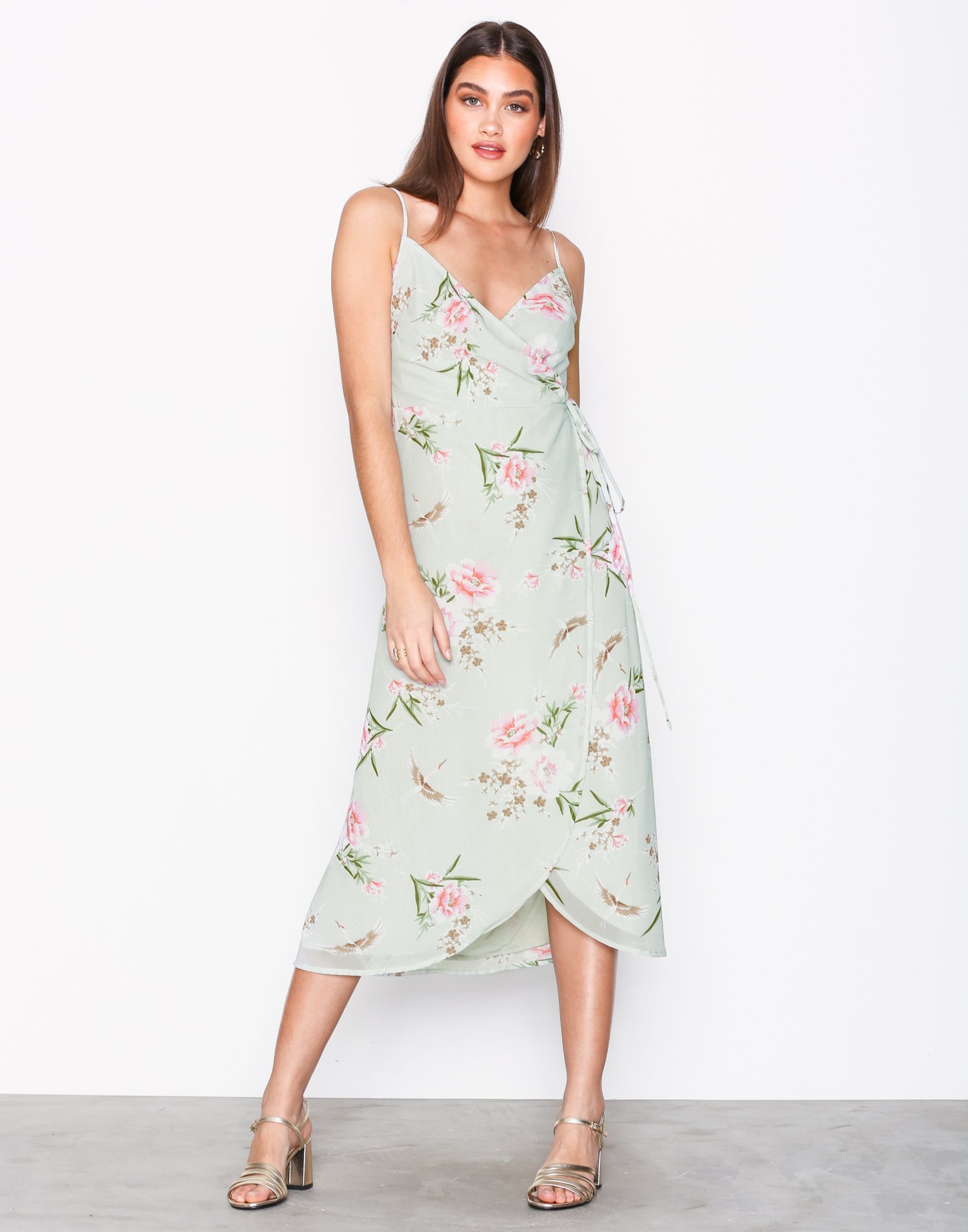 Floral Wrap Front Midi Dress