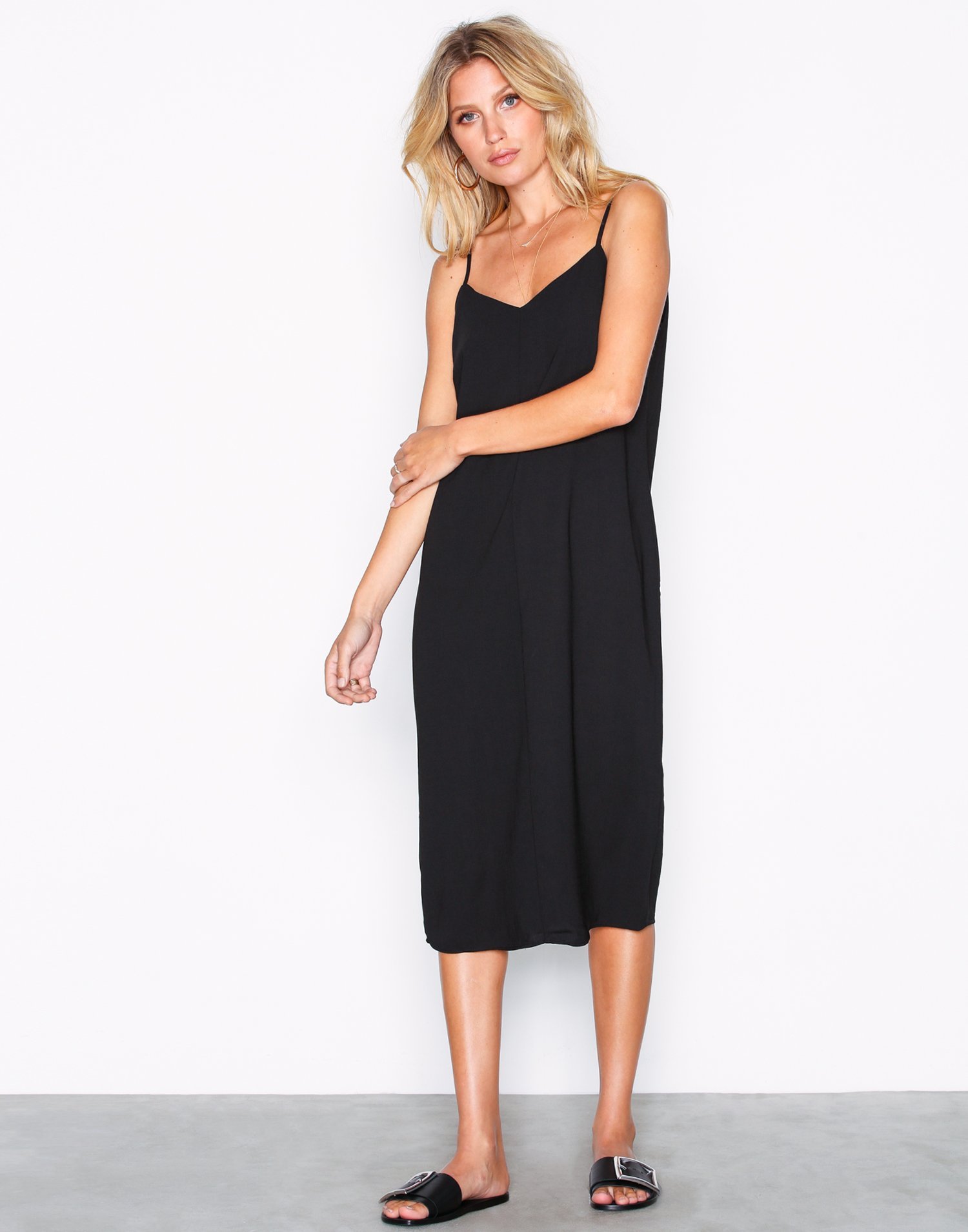 V-Neck Midi Slip Dress