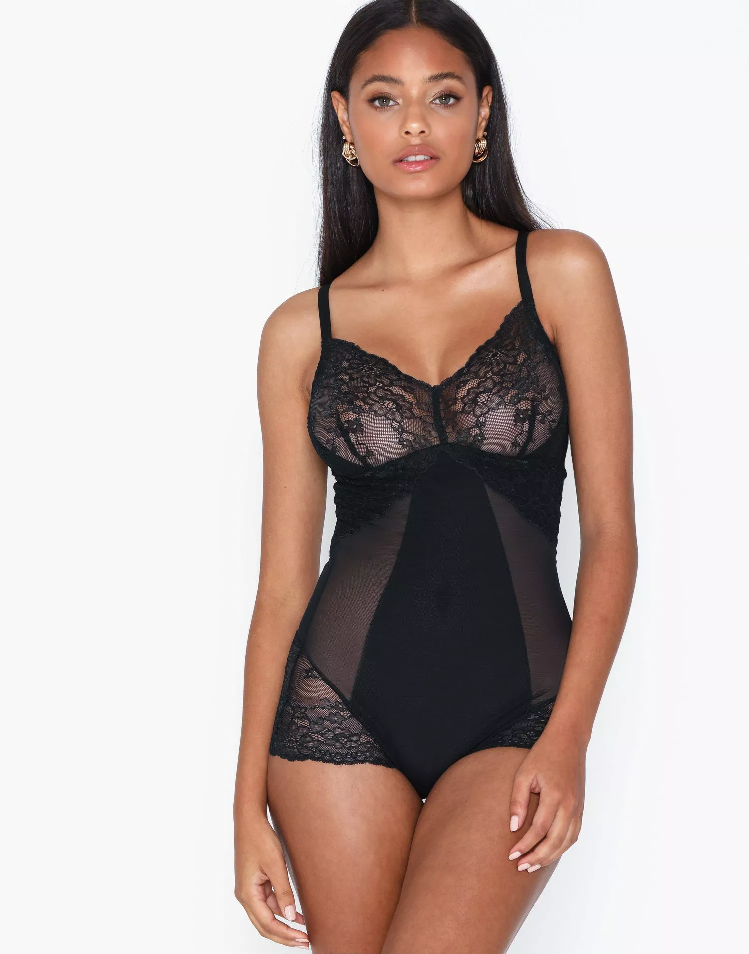 Buy Spanx Spotlight Lace-trimmed Stretch-tulle Bodysuit - Black At