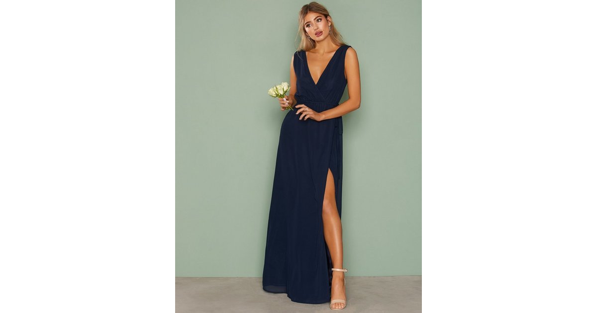 Buy Nelly Deep V Slit Gown Navy