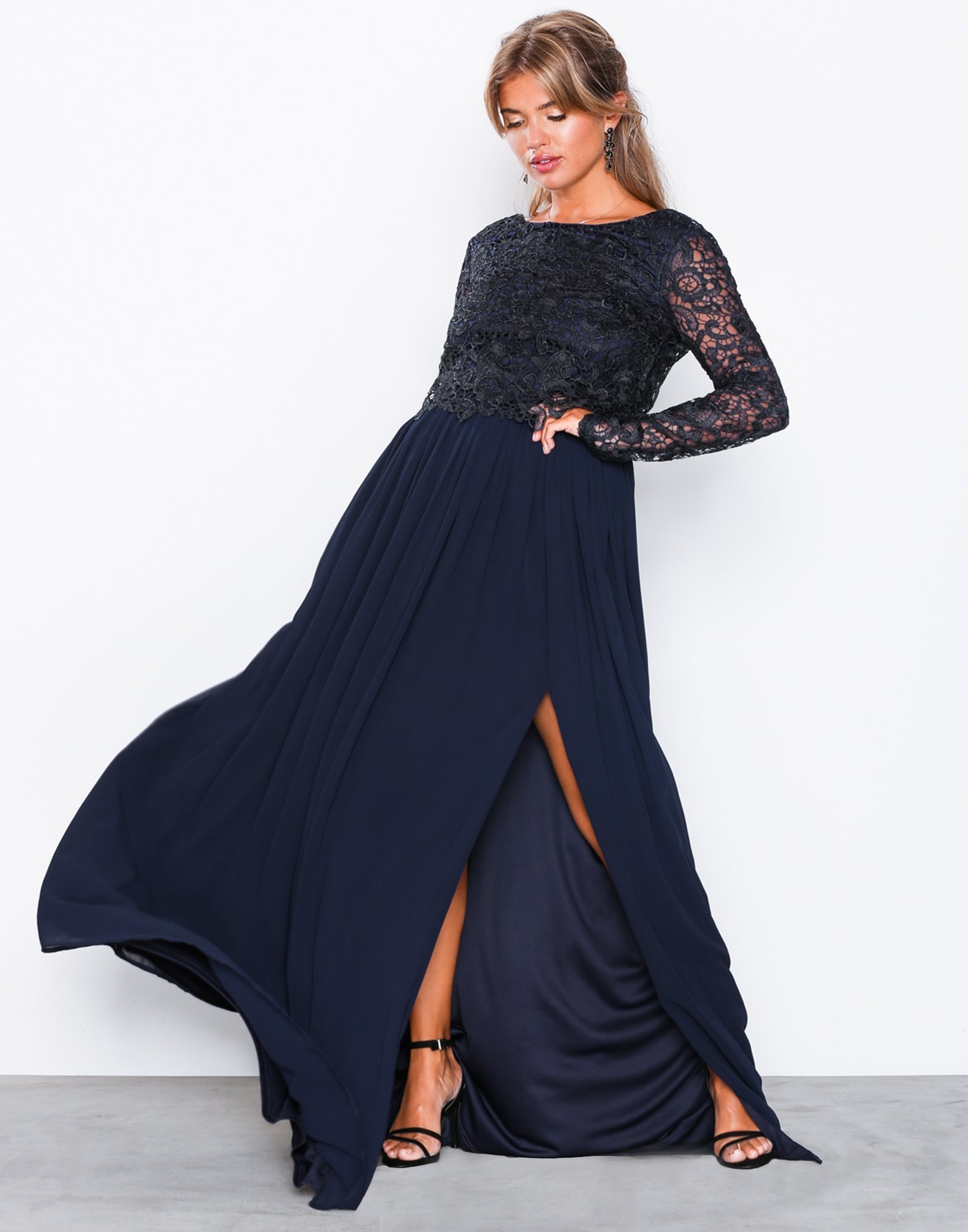 Lace Trim LS Gown