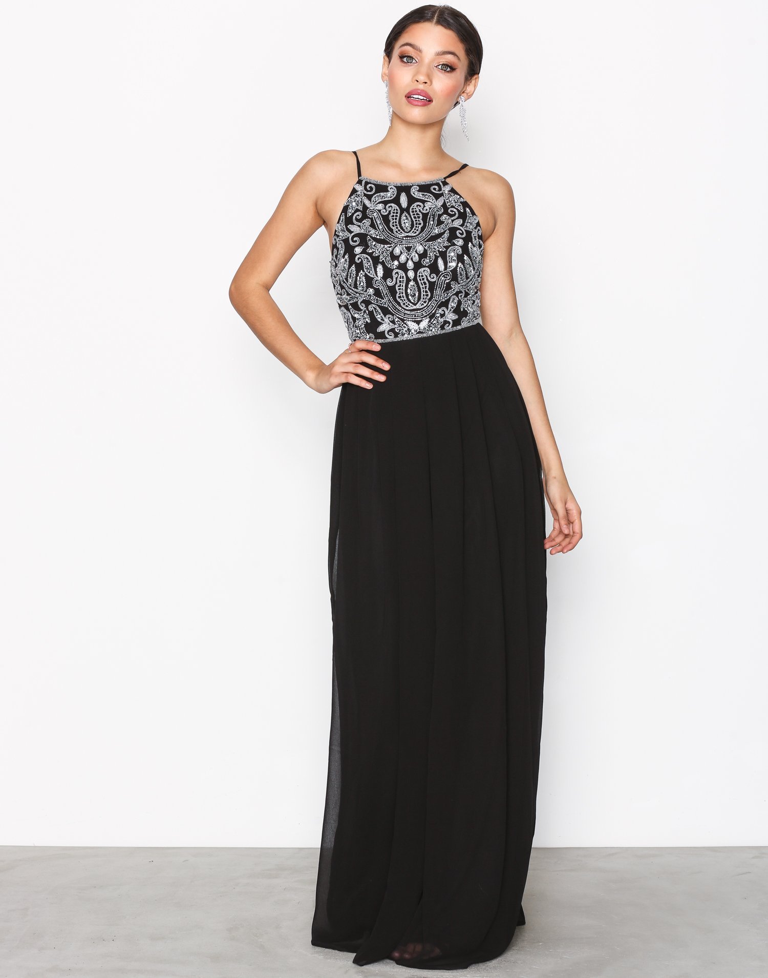 Tight Neckline Beads Gown