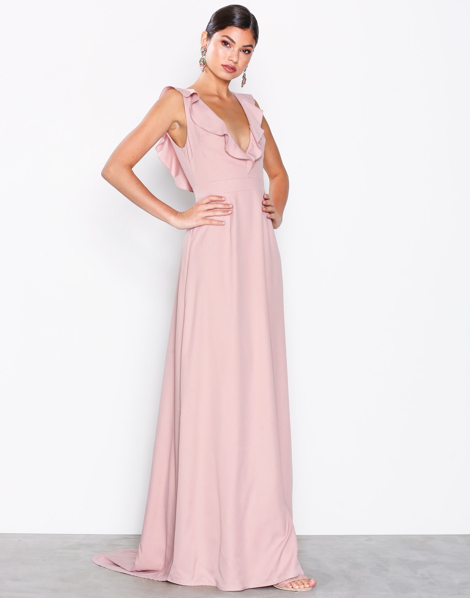 V-Neck Frill Gown