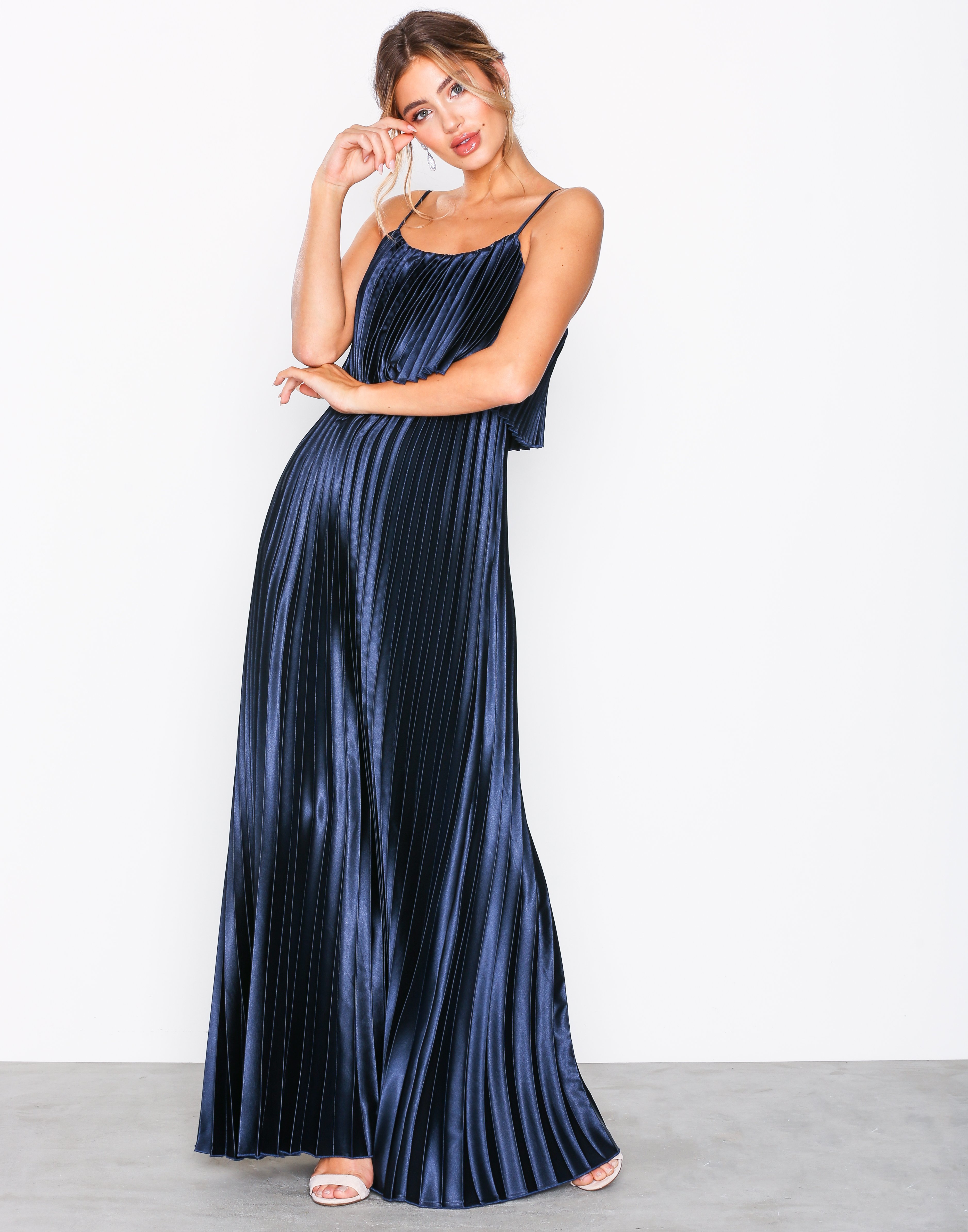 Pleated Satin Gown