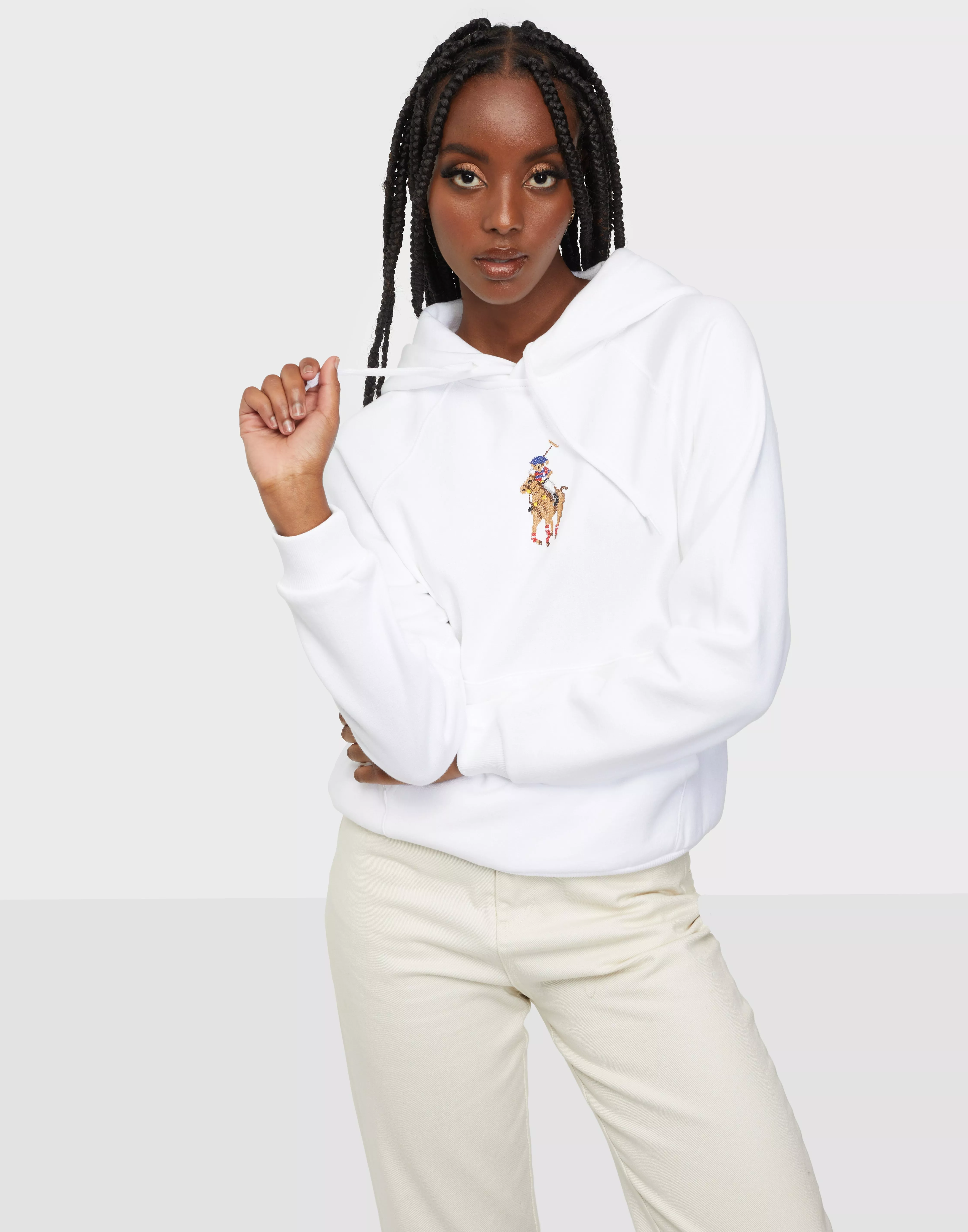 Ralph lauren white hoodie on sale women's