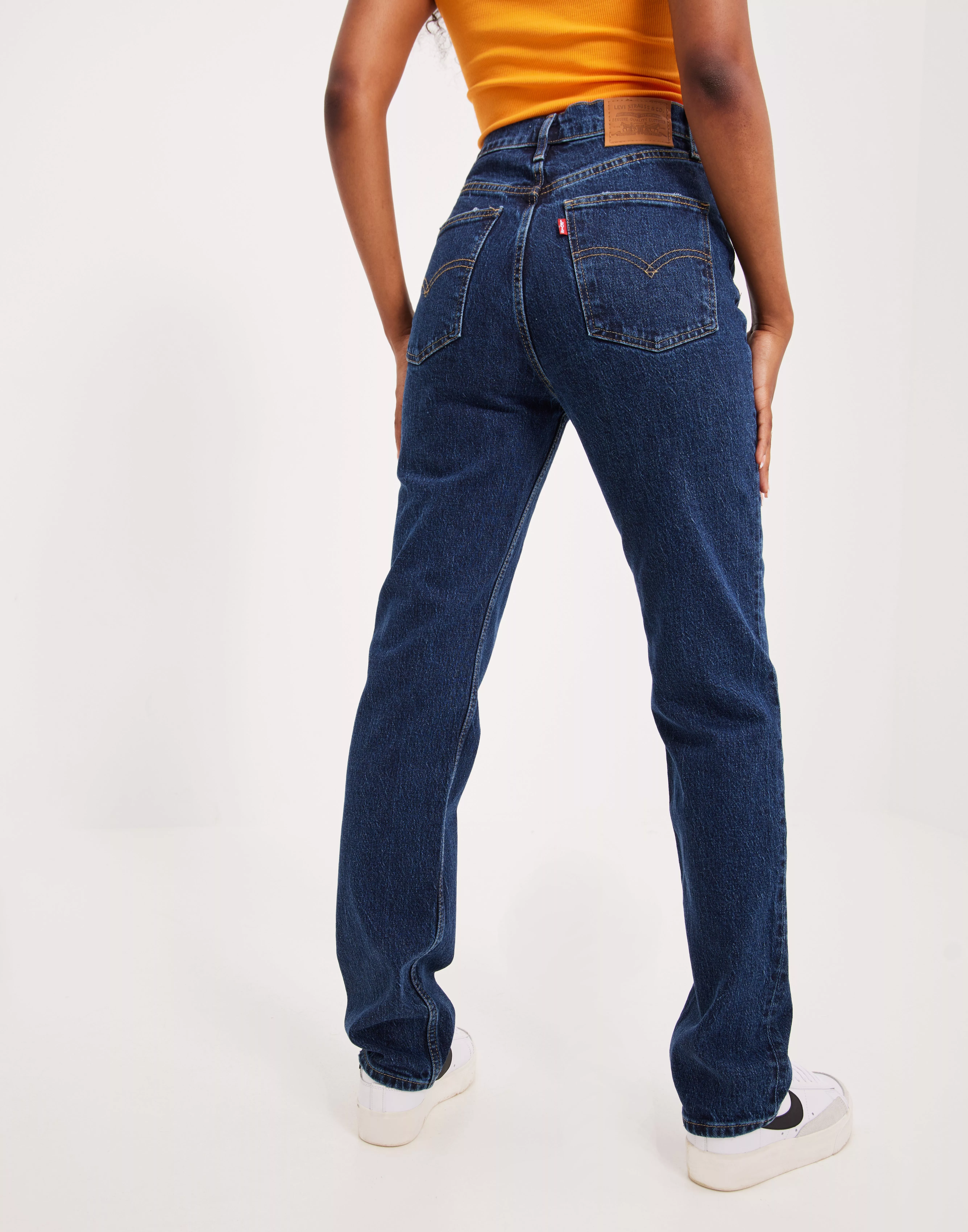 70's High Slim Straight Jeans - Blue