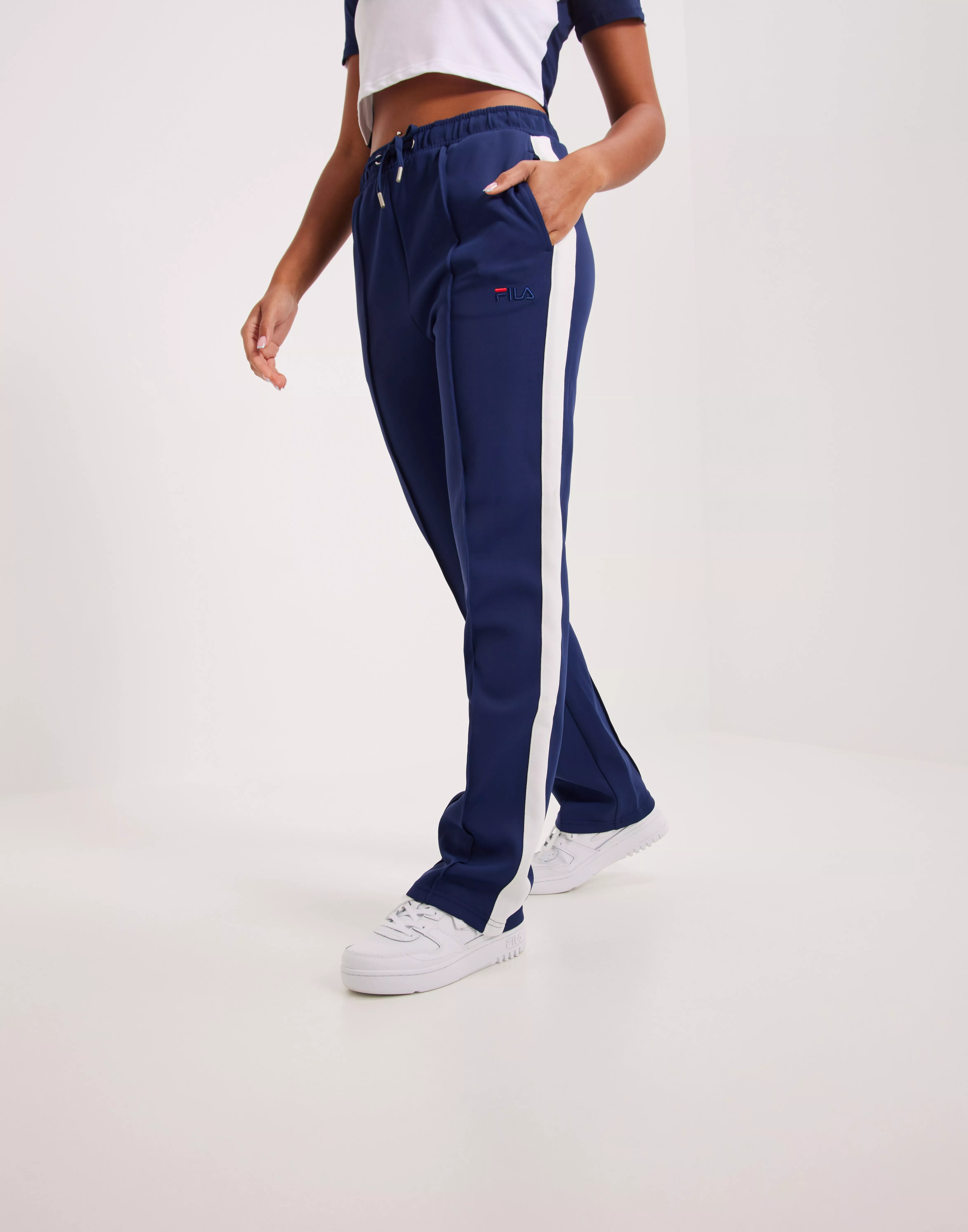 FILA Laura Navy Wide-Leg Track Pants