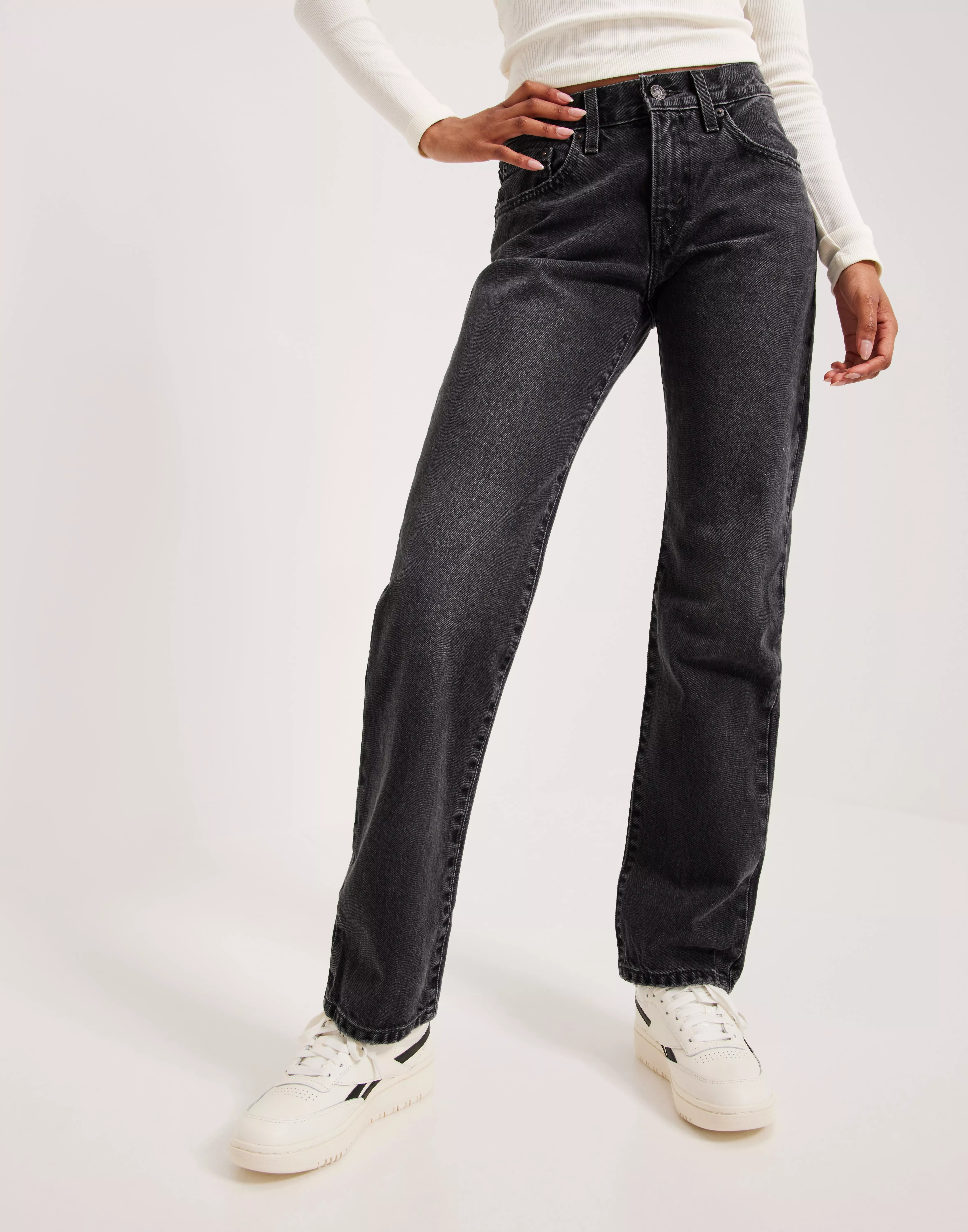 Black levi's straight clearance jeans