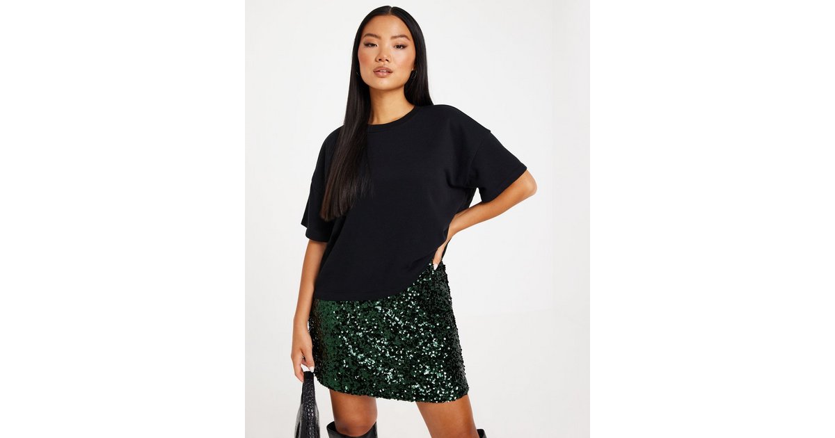 Oasis velvet sequin clearance mini skirt deep green