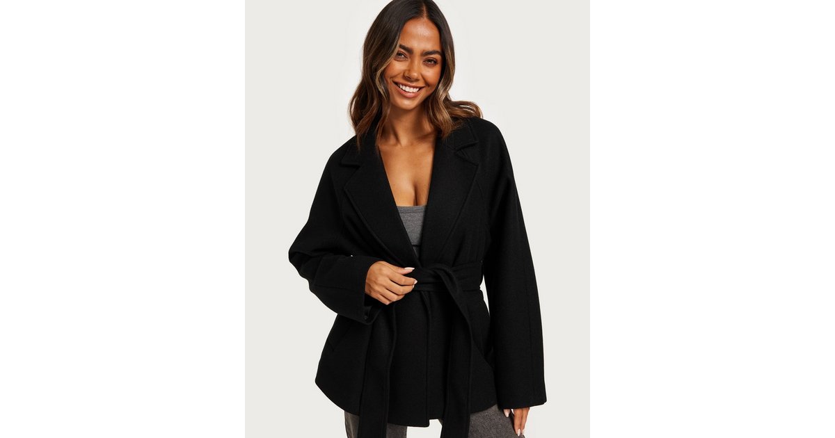 Buy Gina Tricot Belted Short Coat - Black
