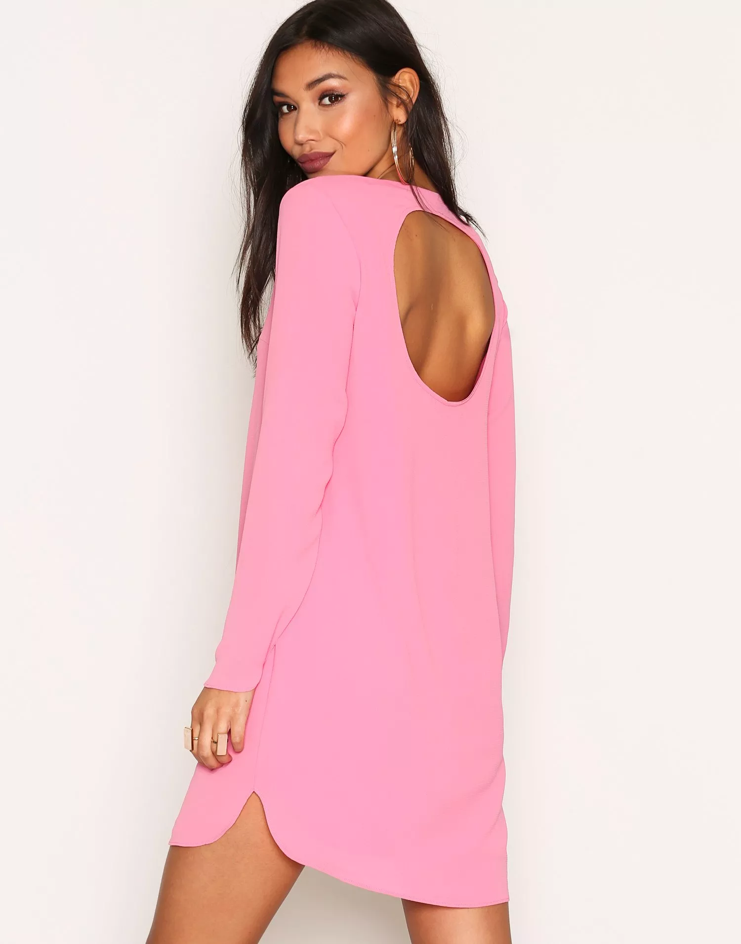 Buy Nelly Long Sleeve Shift Dress - Pink | Nelly.com