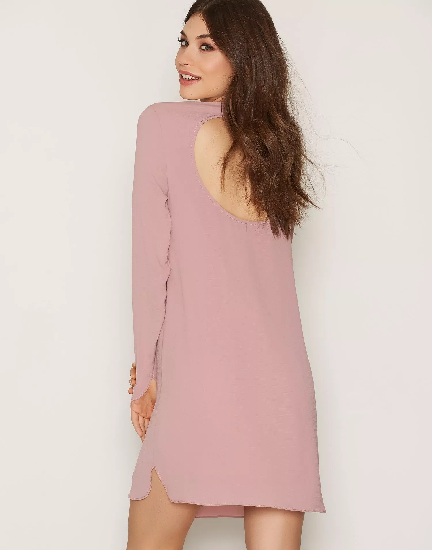 Pink shift dress long cheap sleeve