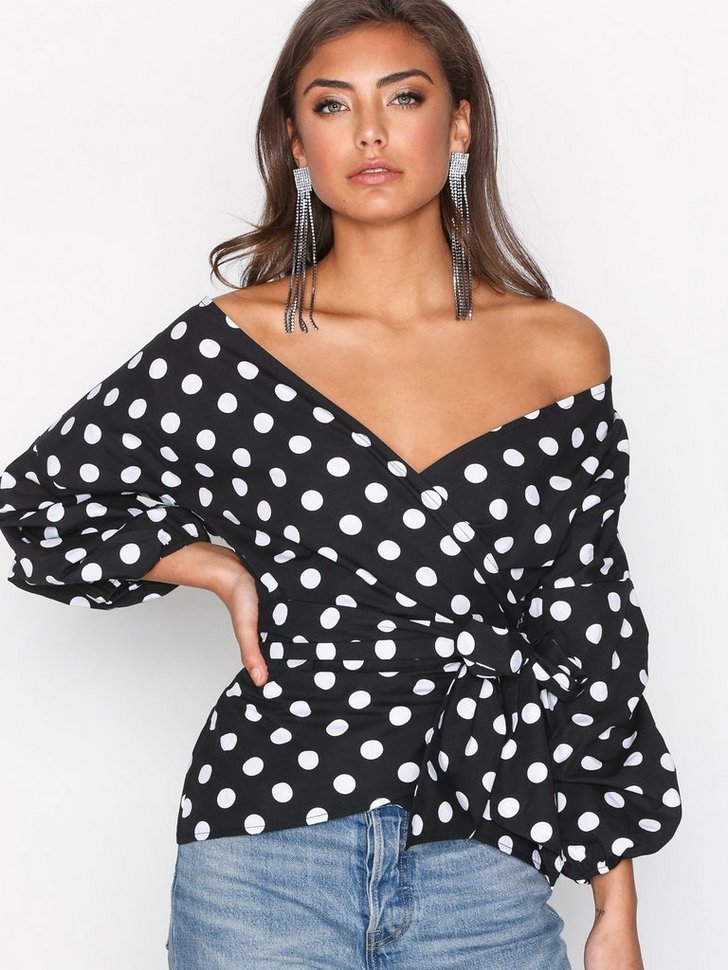 Festbluse Wrap Shoulder Blouse festtop