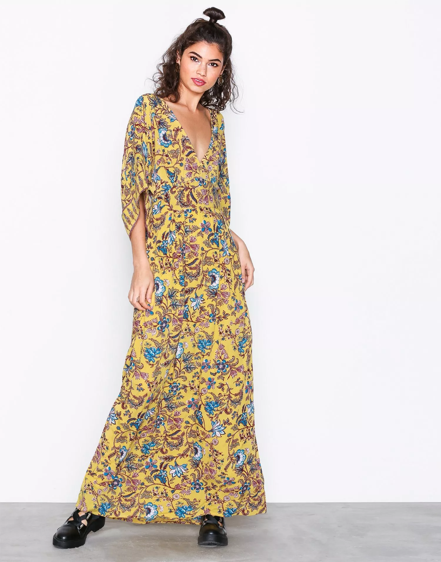 Yellow boho store maxi dress