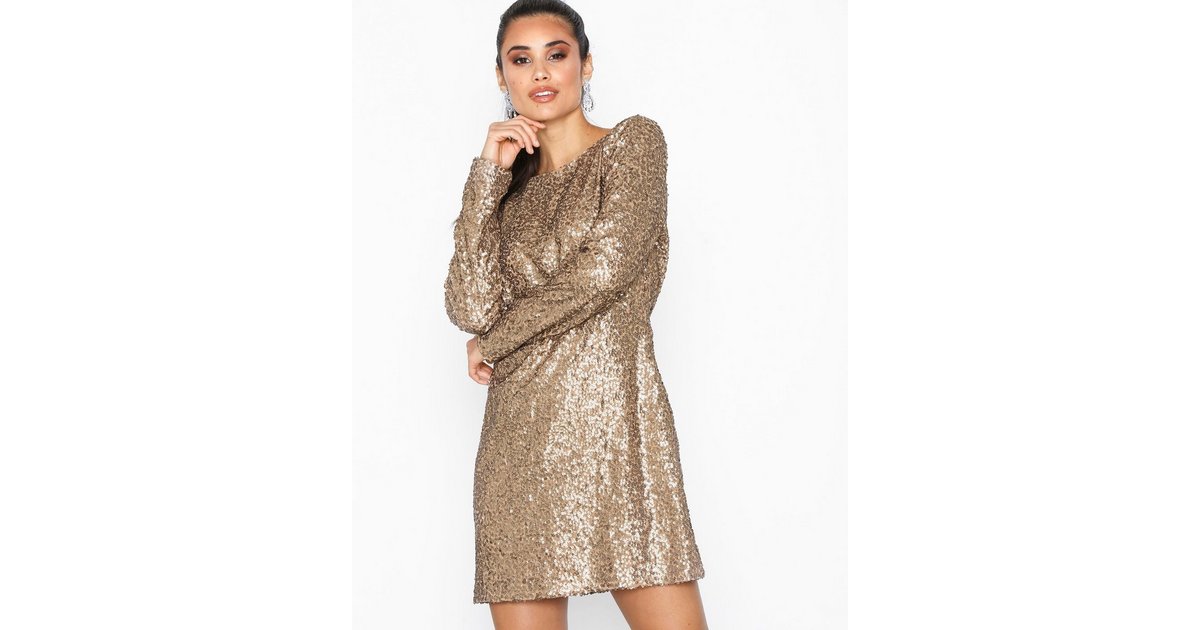 Buy Nelly Glamorous Sequin Dress - Champagne | Nelly.com