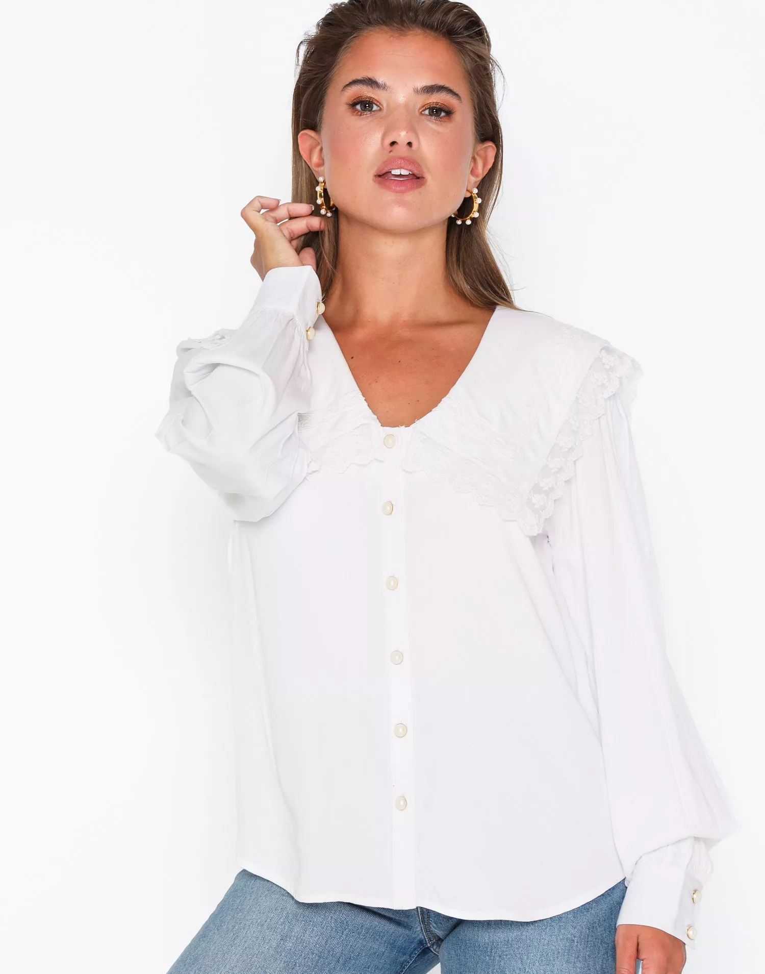 fancy white blouse