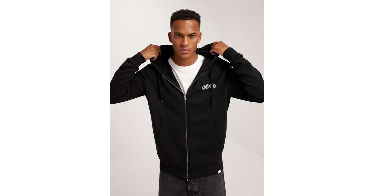 Les Deux BLAKE ZIPPER HOODIE - Zip-up sweatshirt - black/white/black 