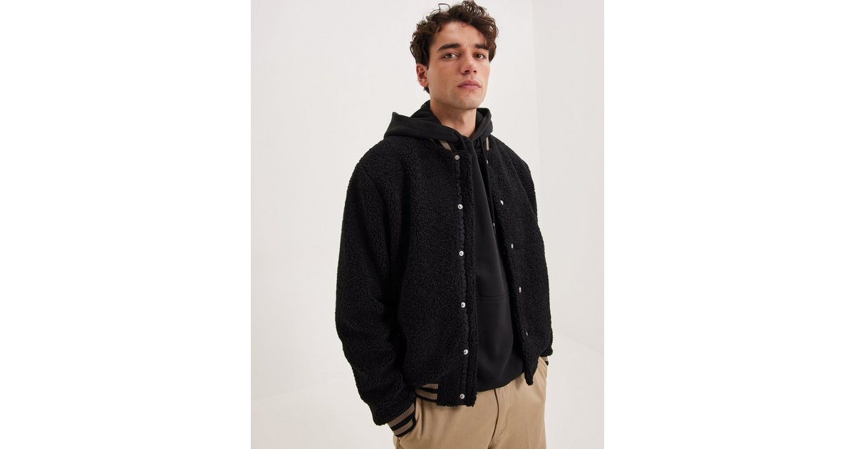 Buy Les Deux Johan Pile Varsity Jacket - Black | NLY Man