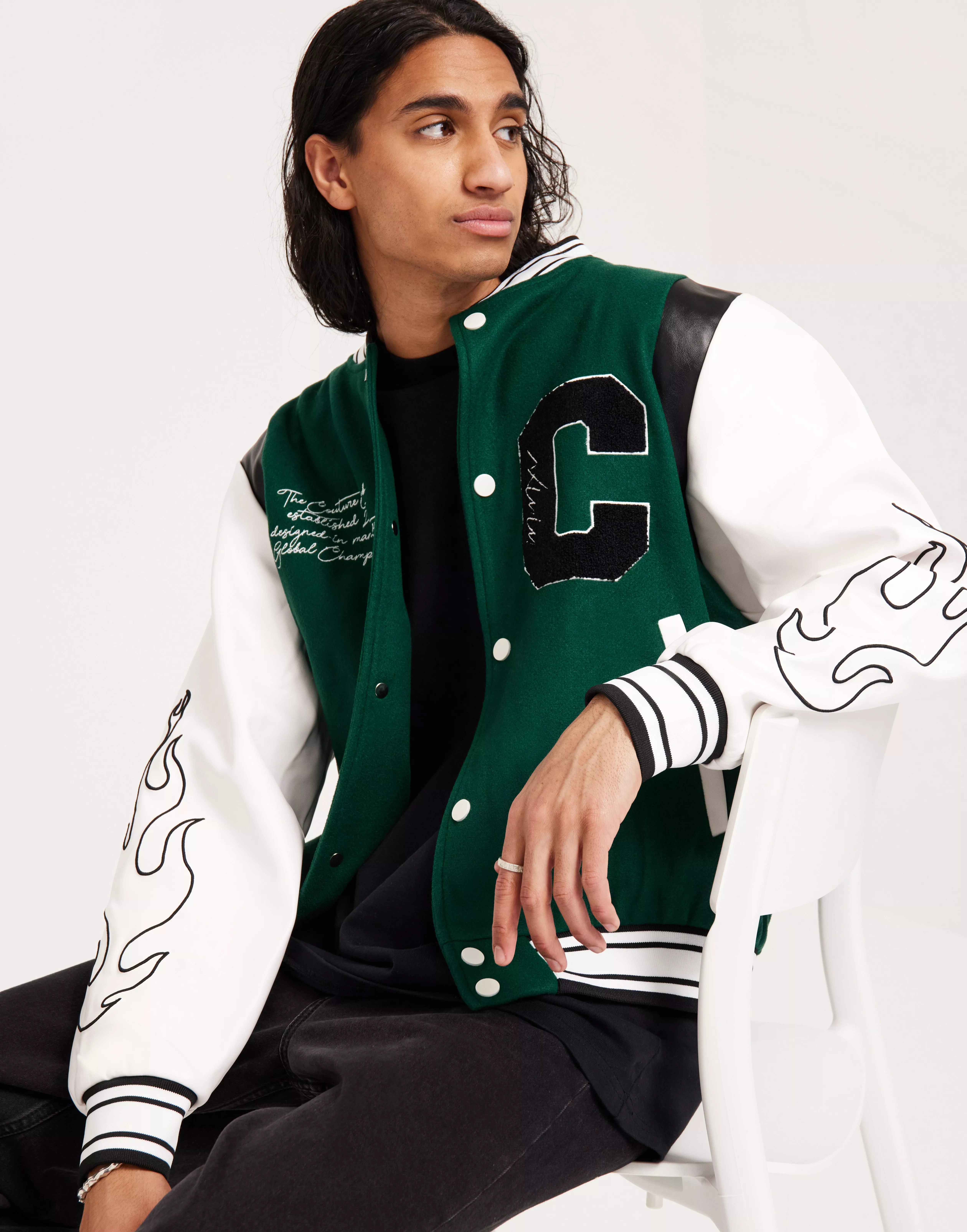 Men's Green Varsity Jacket | The Couture Club