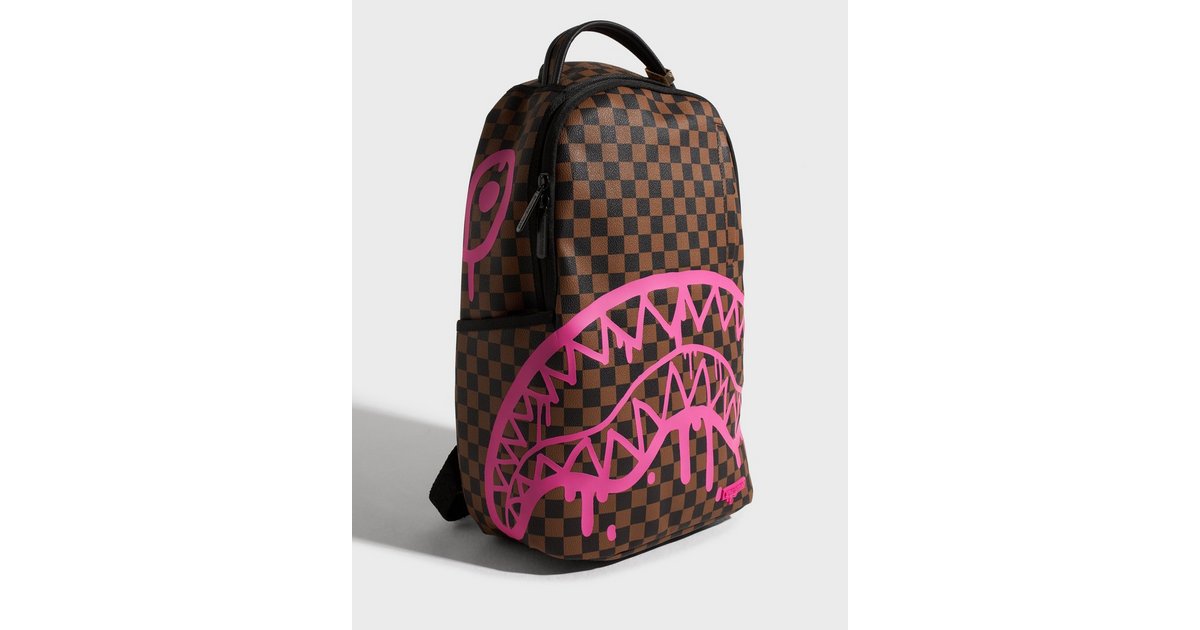 Bags  Sprayground Backpack Pink Drip Brown Check Dlx Brown And