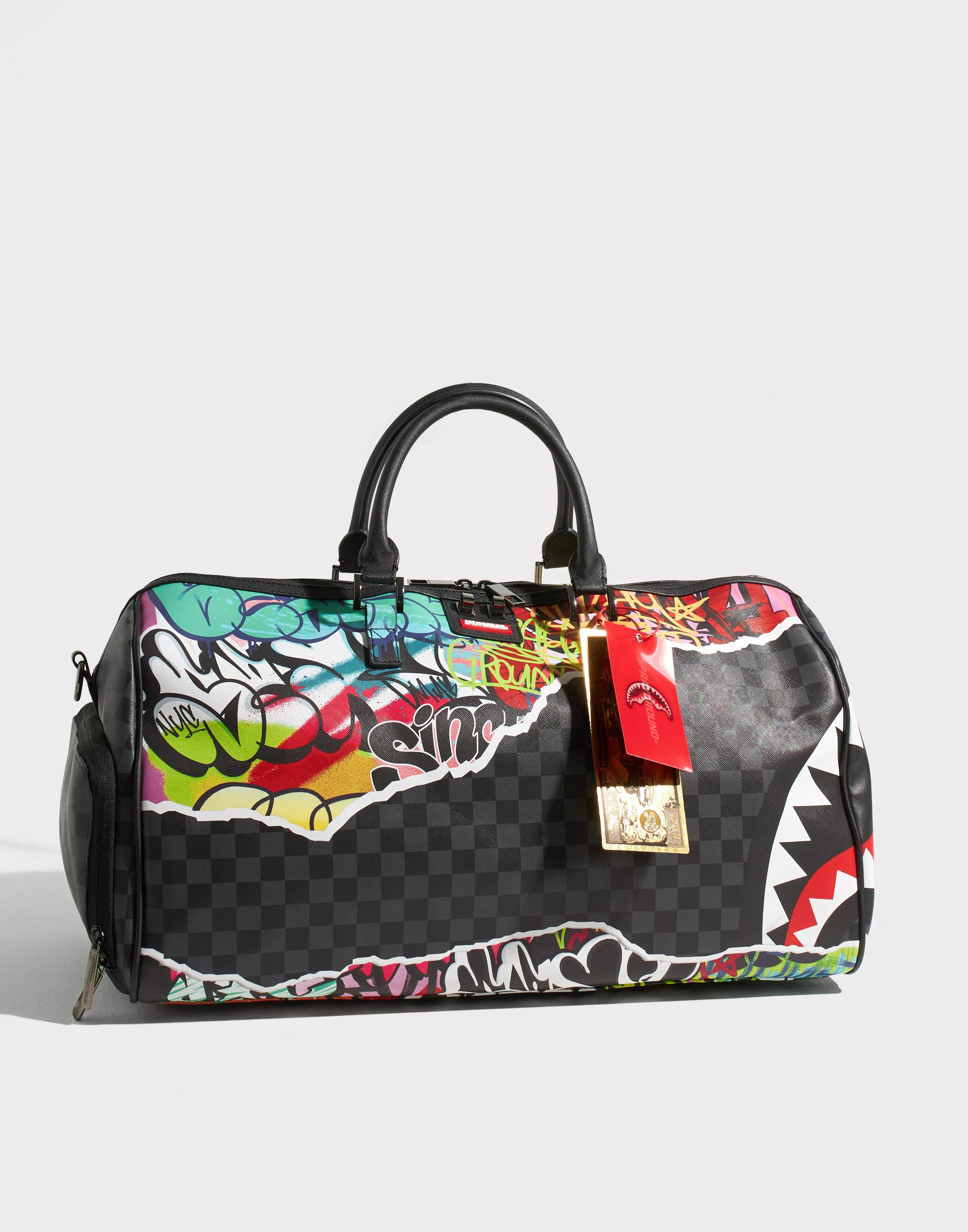 Sprayground Camo Branded Duffle Bag in Black for Men