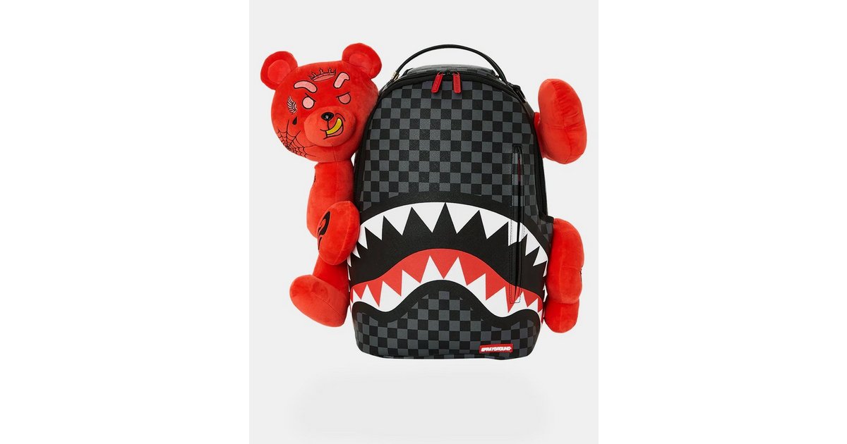 Sprayground Diablo Bearhug Bear Backpack Shark In Paris Black Monogram  Books Bag